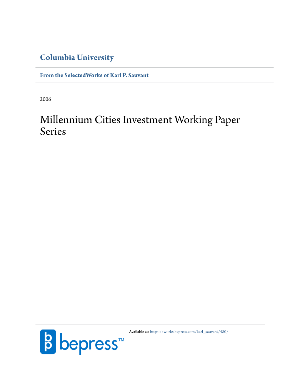 Millennium Cities Investment Working Paper Series