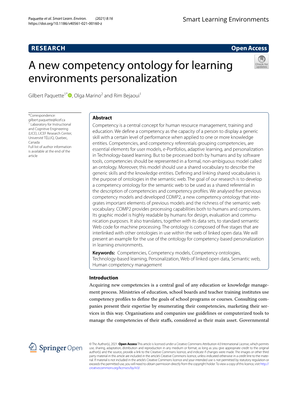 A New Competency Ontology for Learning Environments Personalization
