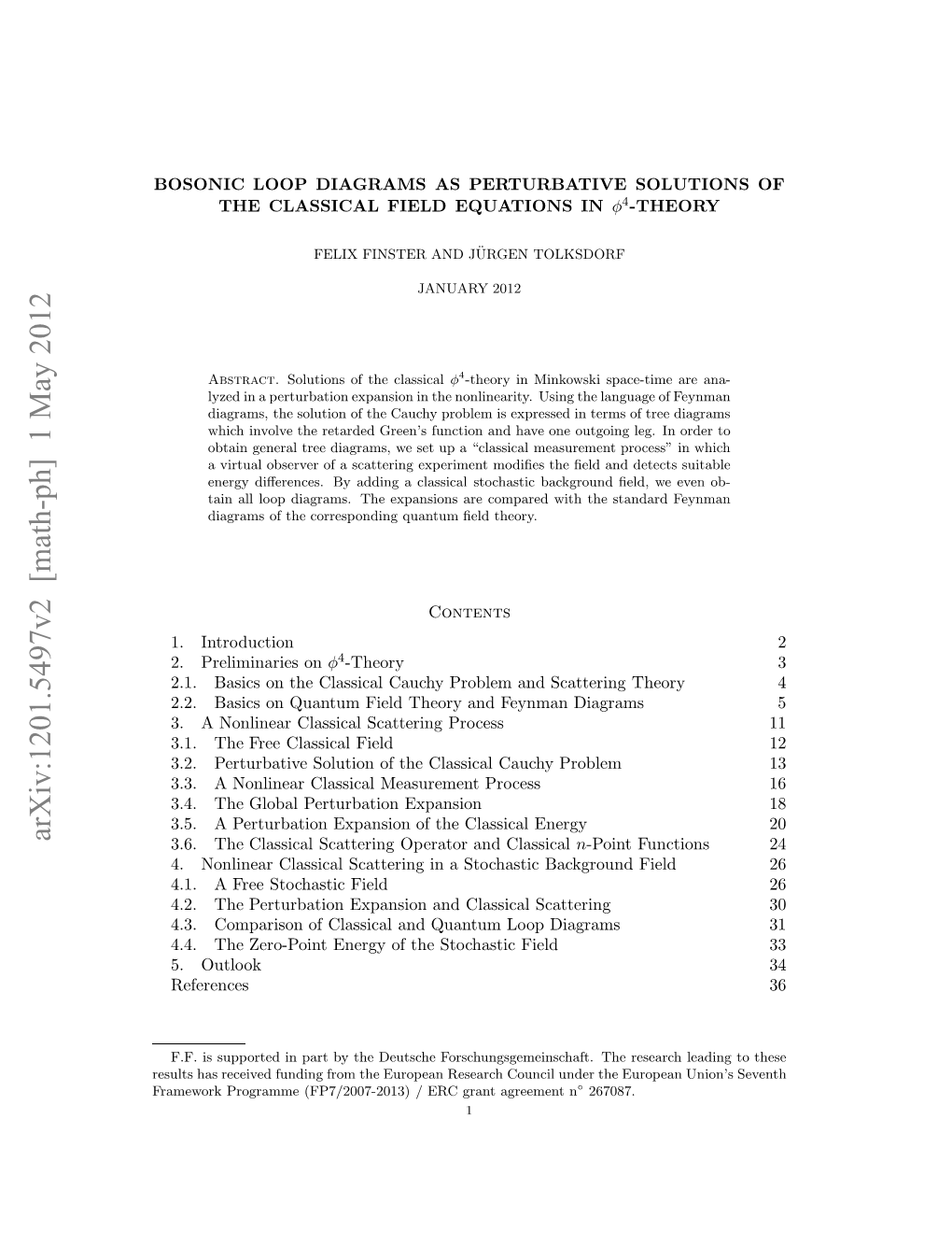 Bosonic Loop Diagrams As Perturbative Solutions of The