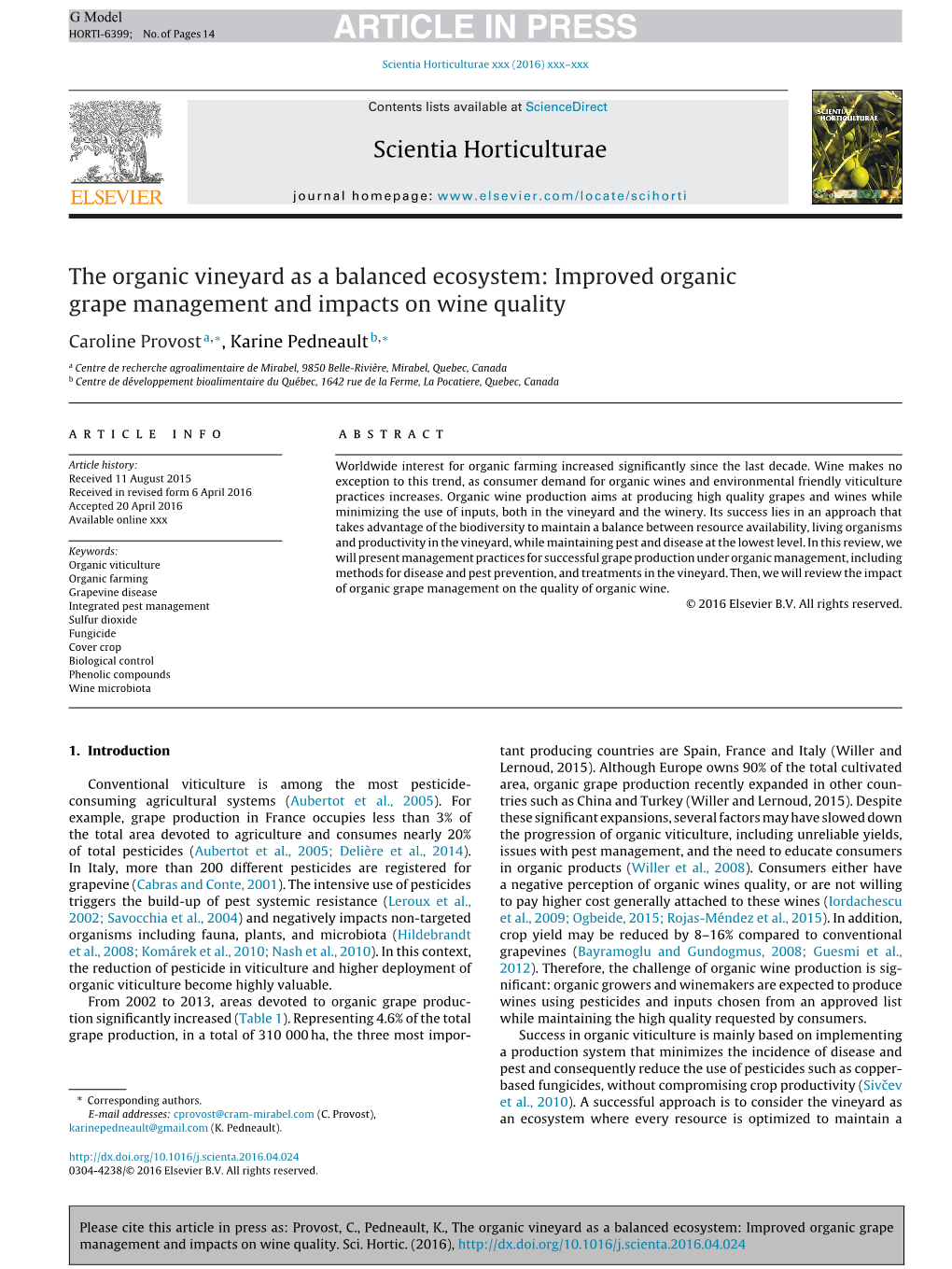 The Organic Vineyard As a Balanced Ecosystem: Improved Organic