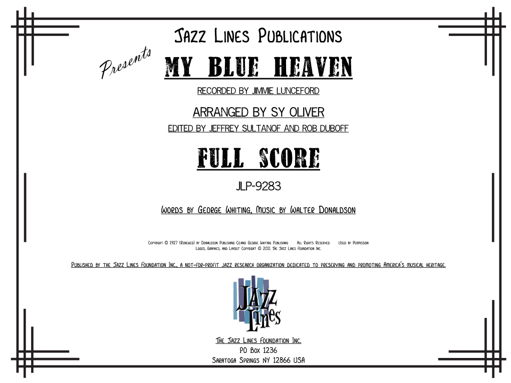My Blue Heaven Recorded by Jimmie Lunceford