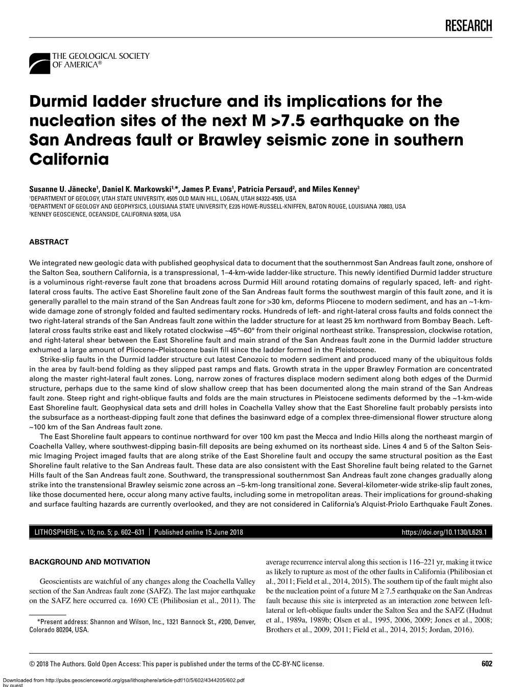 RESEARCH Durmid Ladder Structure and Its Implications for The