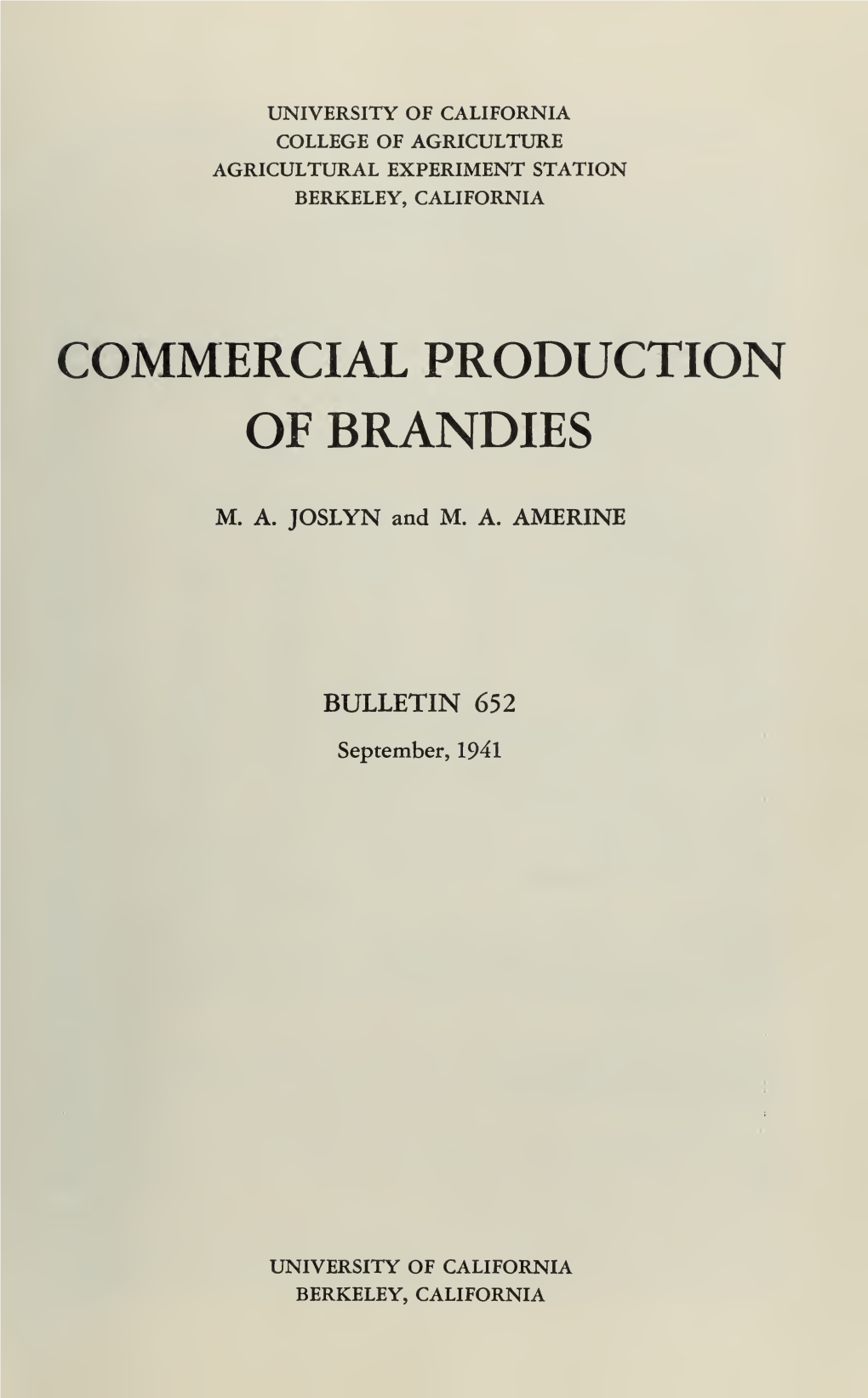 Commercial Production of Brandies