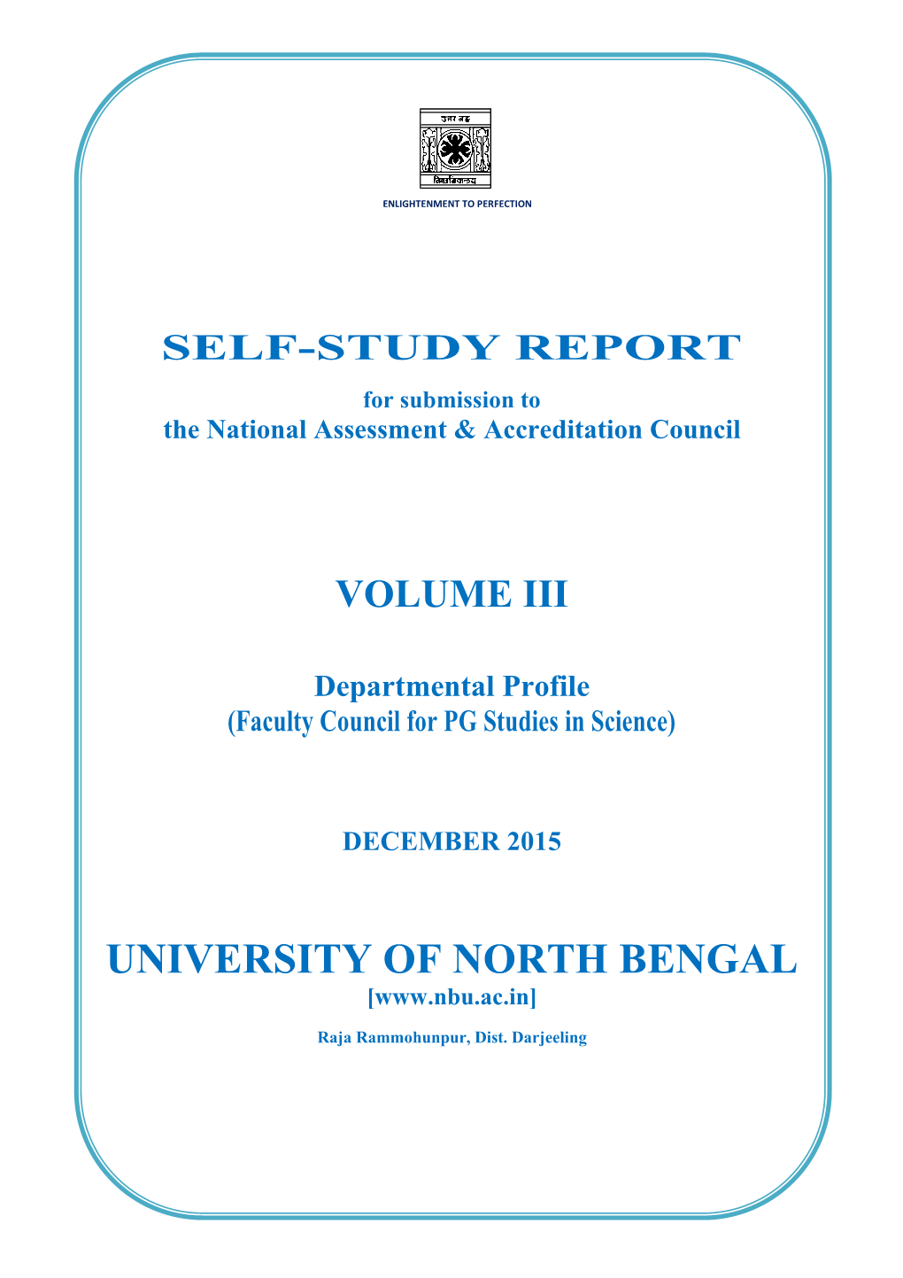 NAAC NBU SSR 2015Vol III SC