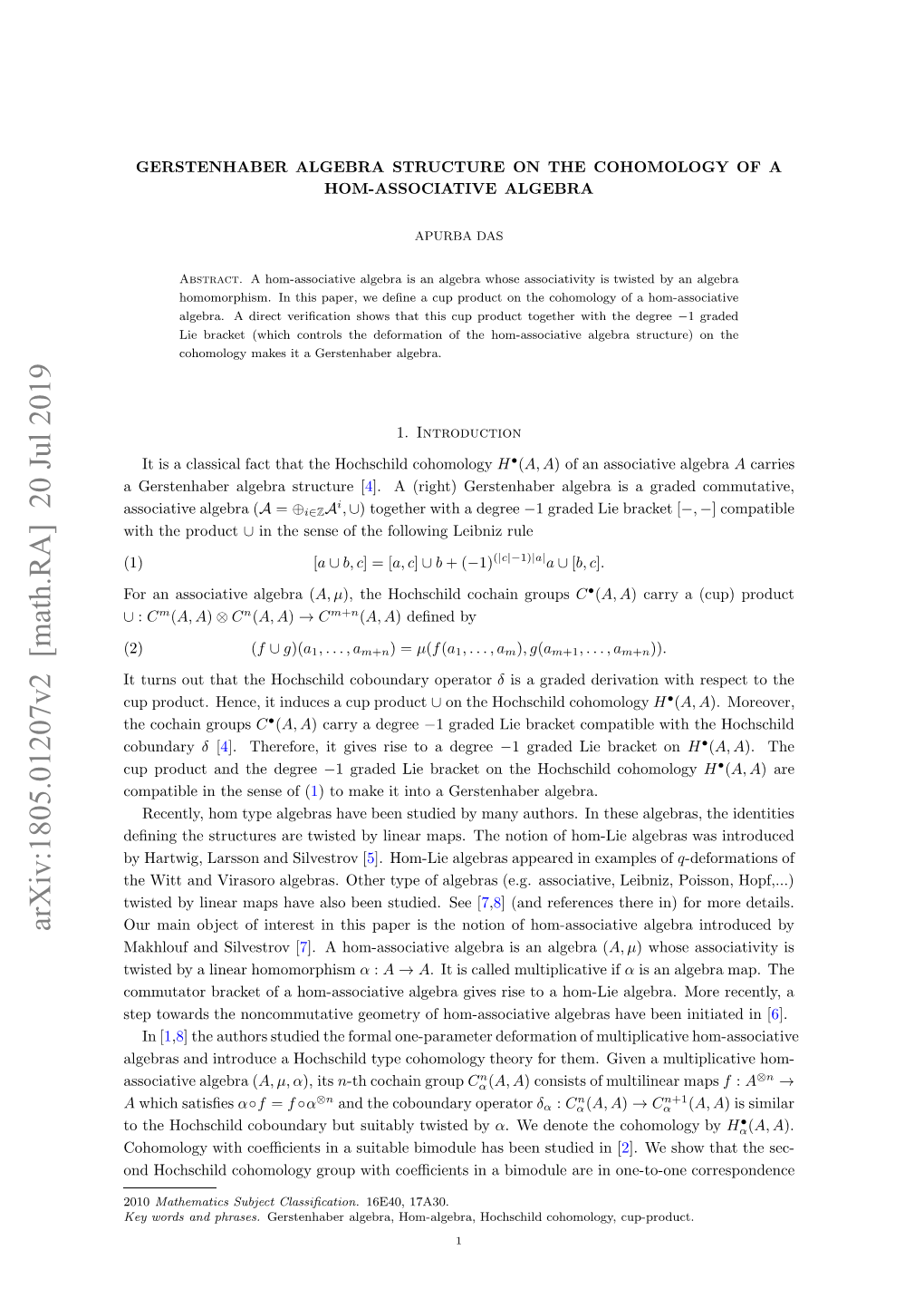 Arxiv:1805.01207V2 [Math.RA]