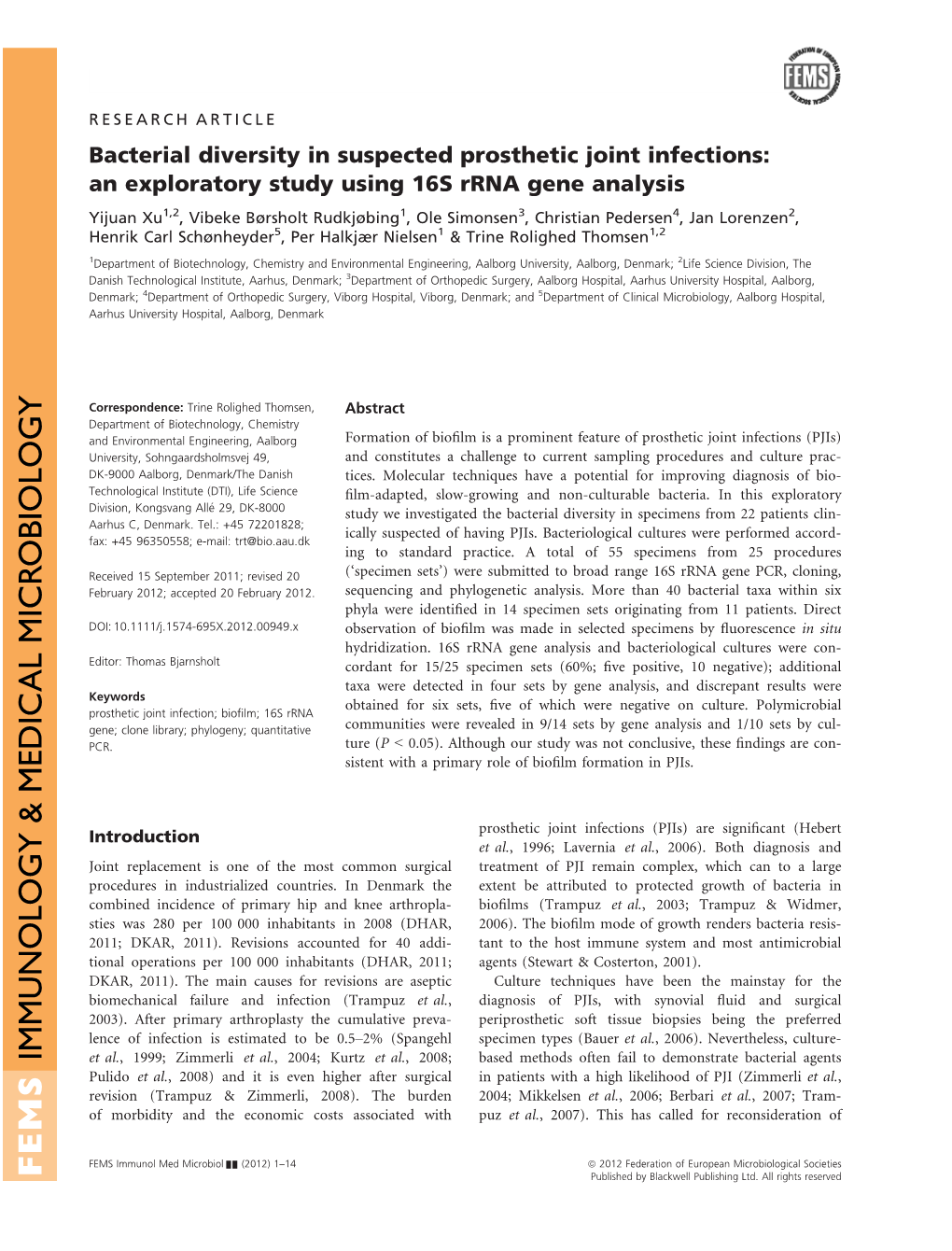 An Exploratory Study Using 16S Rrna Gene Analysis