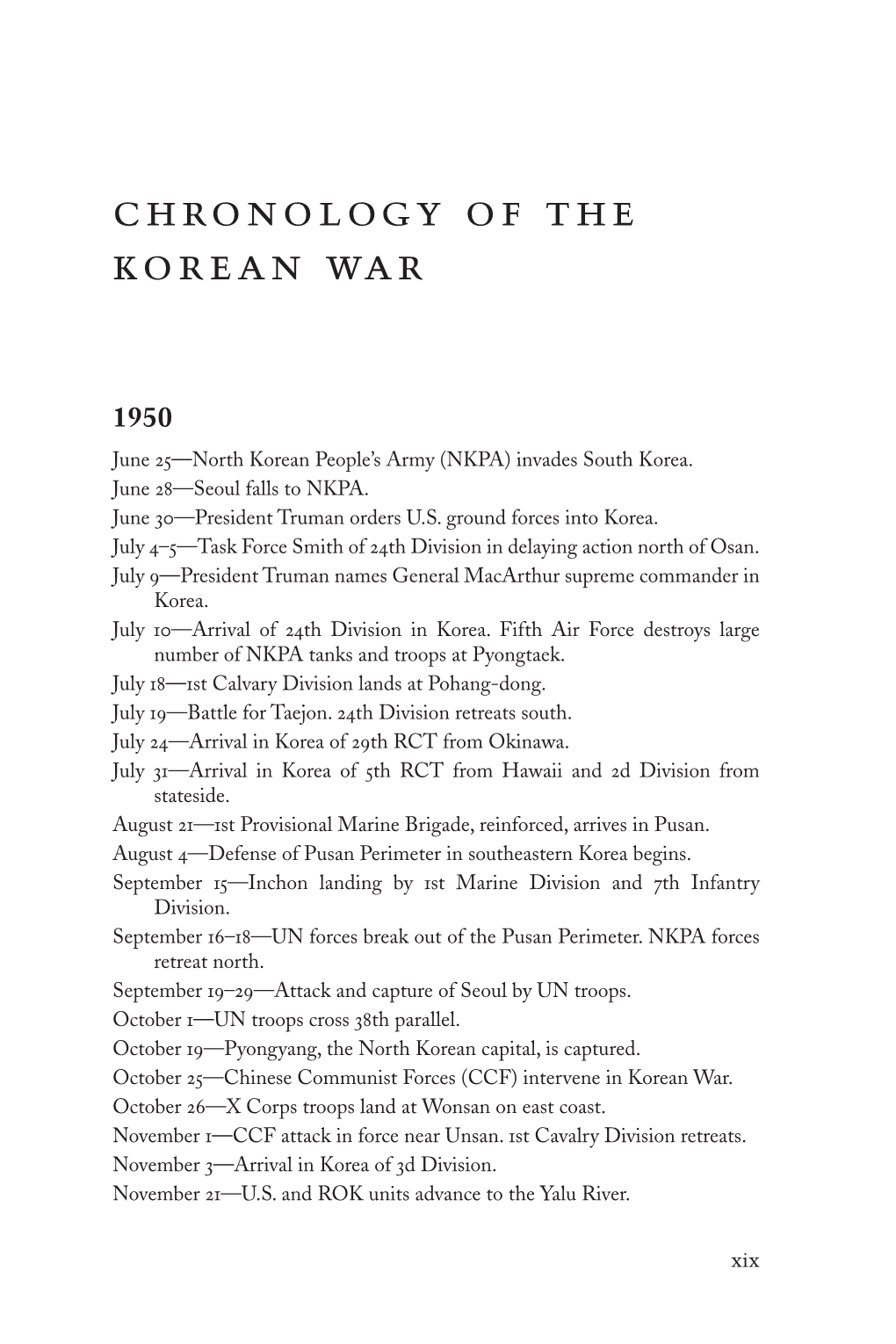 Chronology of the Korean War