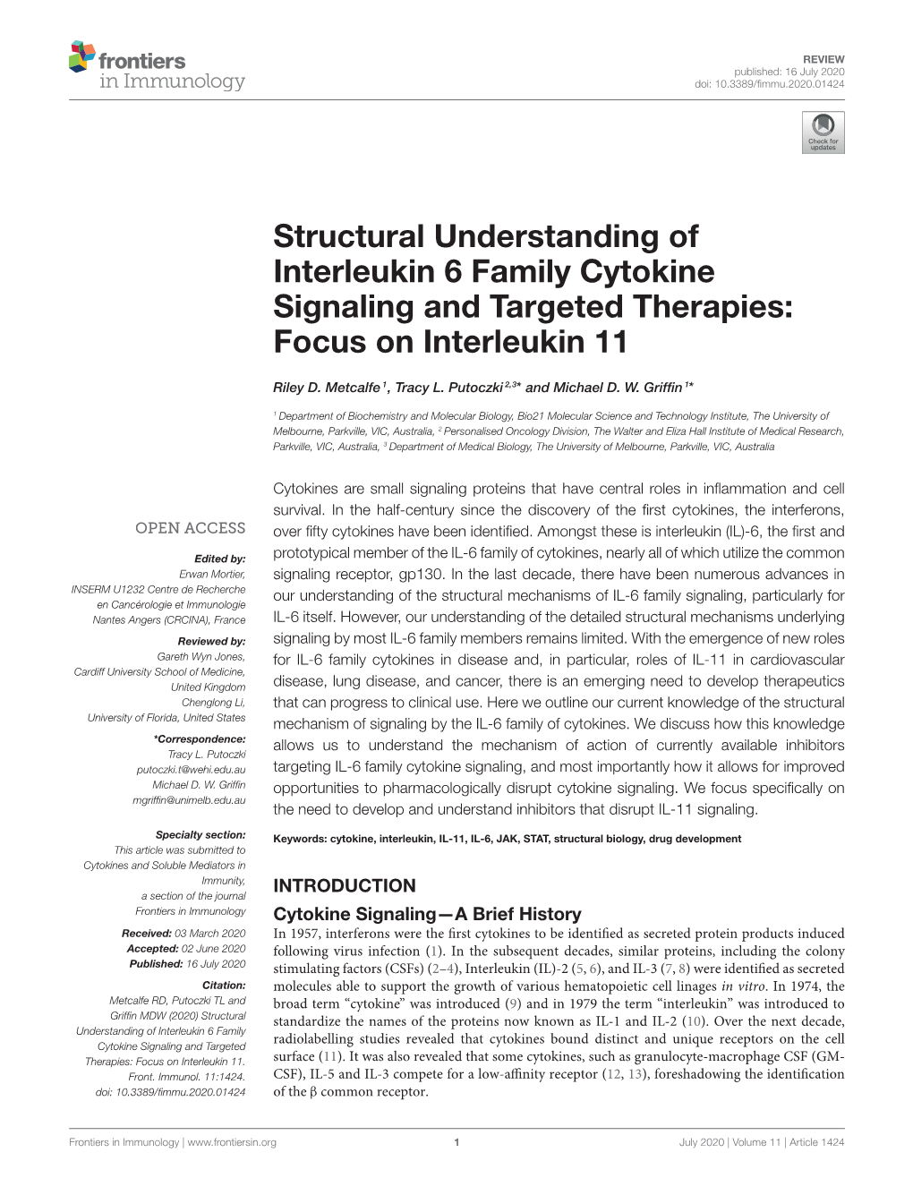 Structural Understanding of Interleukin 6 Family Cytokine Signaling and Targeted Therapies: Focus on Interleukin 11