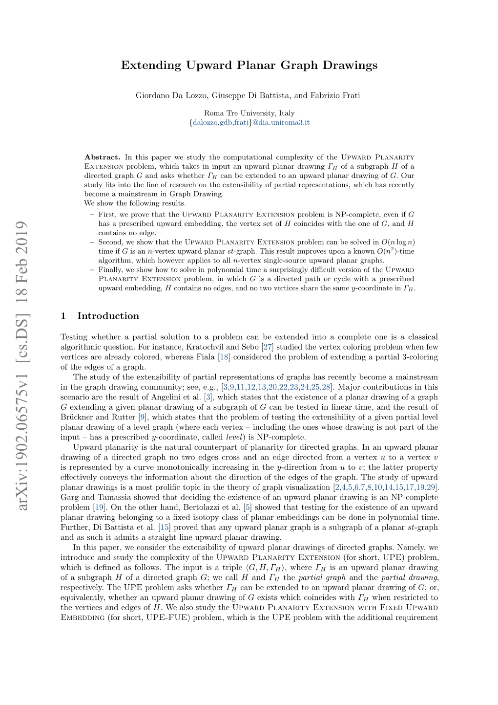 Arxiv:1902.06575V1 [Cs.DS] 18 Feb 2019 Problem [19]