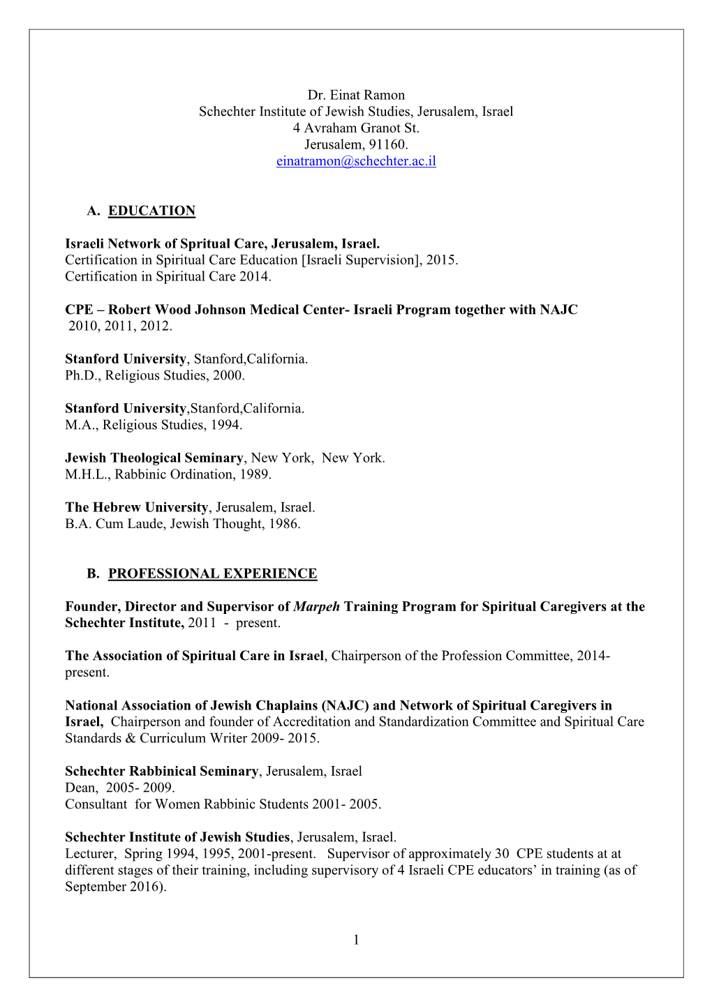 Download Dr. Einat Ramon's CV