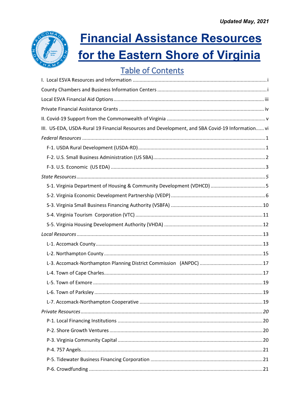 Financial Resources for the ESVA