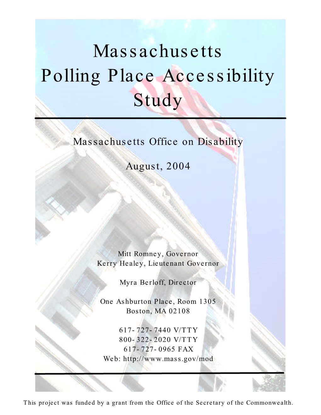 Massachusetts Polling Place Accessibility Study