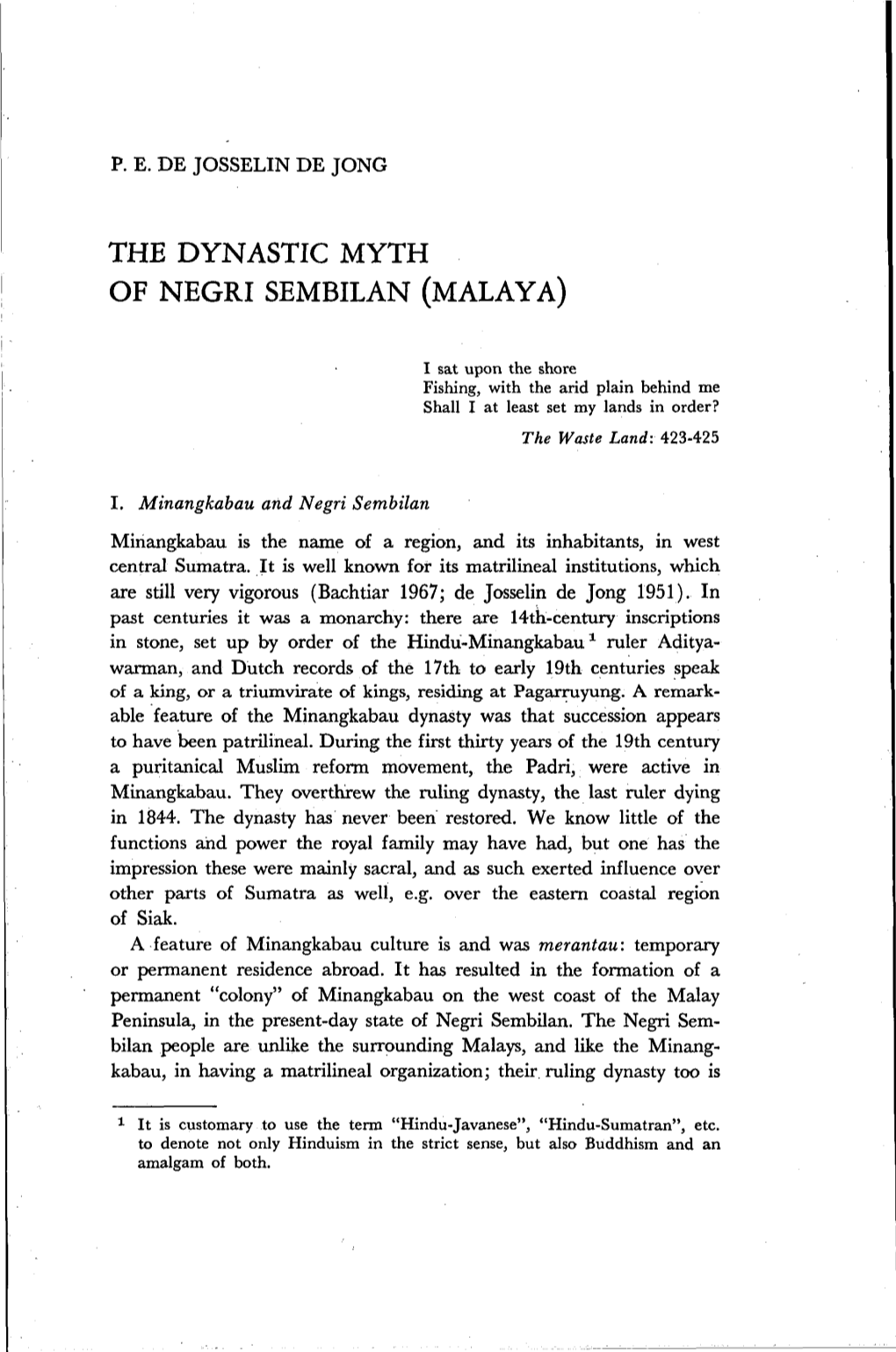 The Dynastic Myth of Negri Sembilan (Malaya)