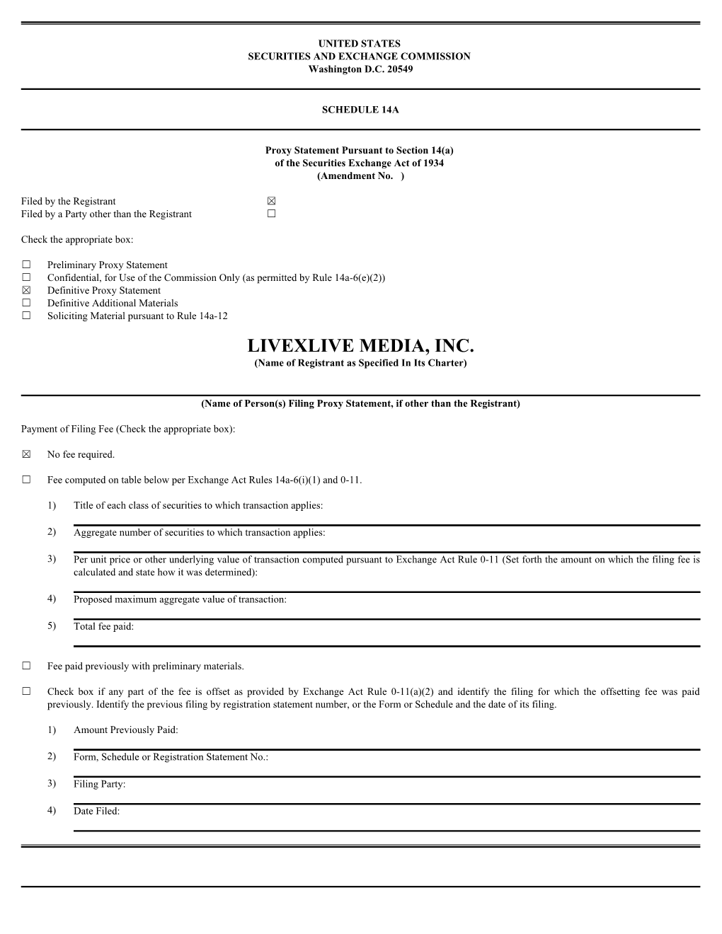 LIVEXLIVE MEDIA, INC. (Name of Registrant As Specified in Its Charter)