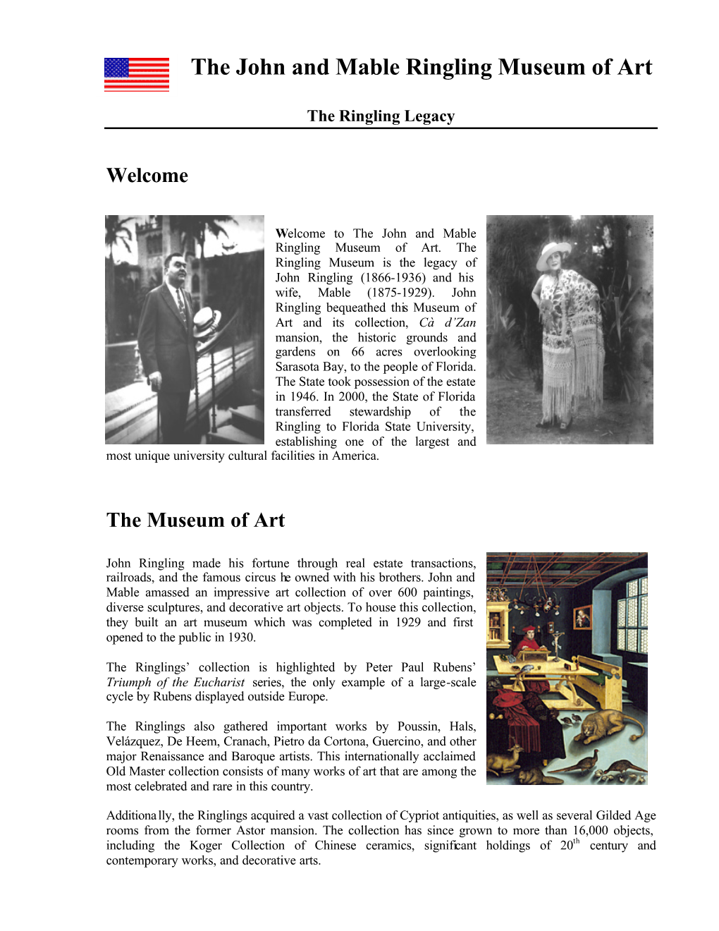 Ringling Museum of Art English Brochure