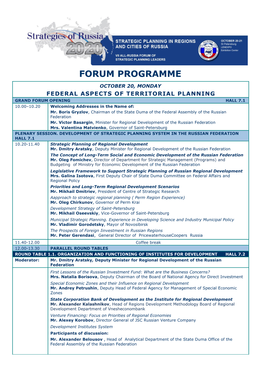 Forum Programme