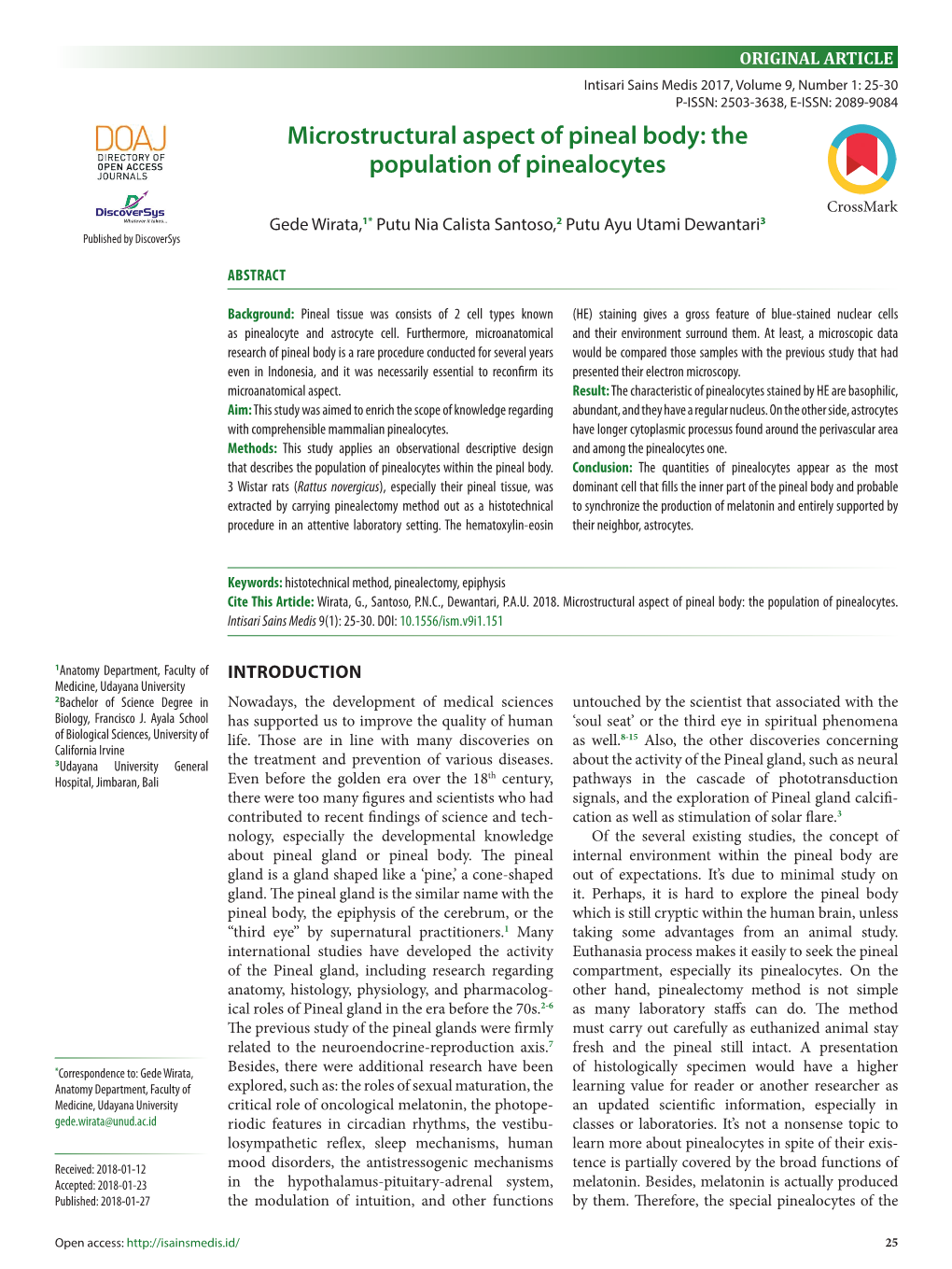 Microstructural Aspect of Pineal Body: the Population of Pinealocytes