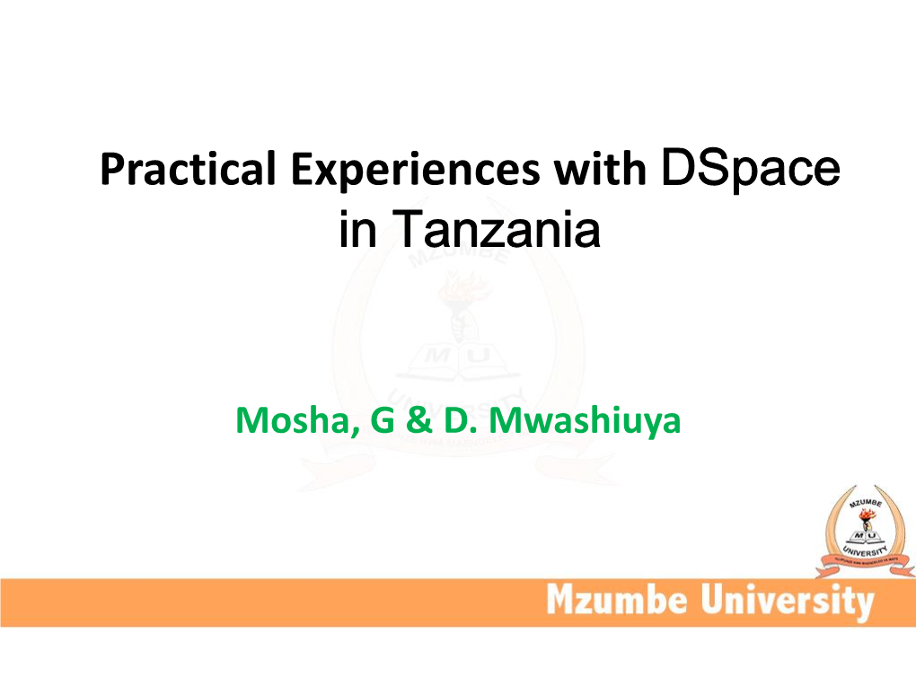 Practical Experiences with Dspace in Tanzania.Pdf