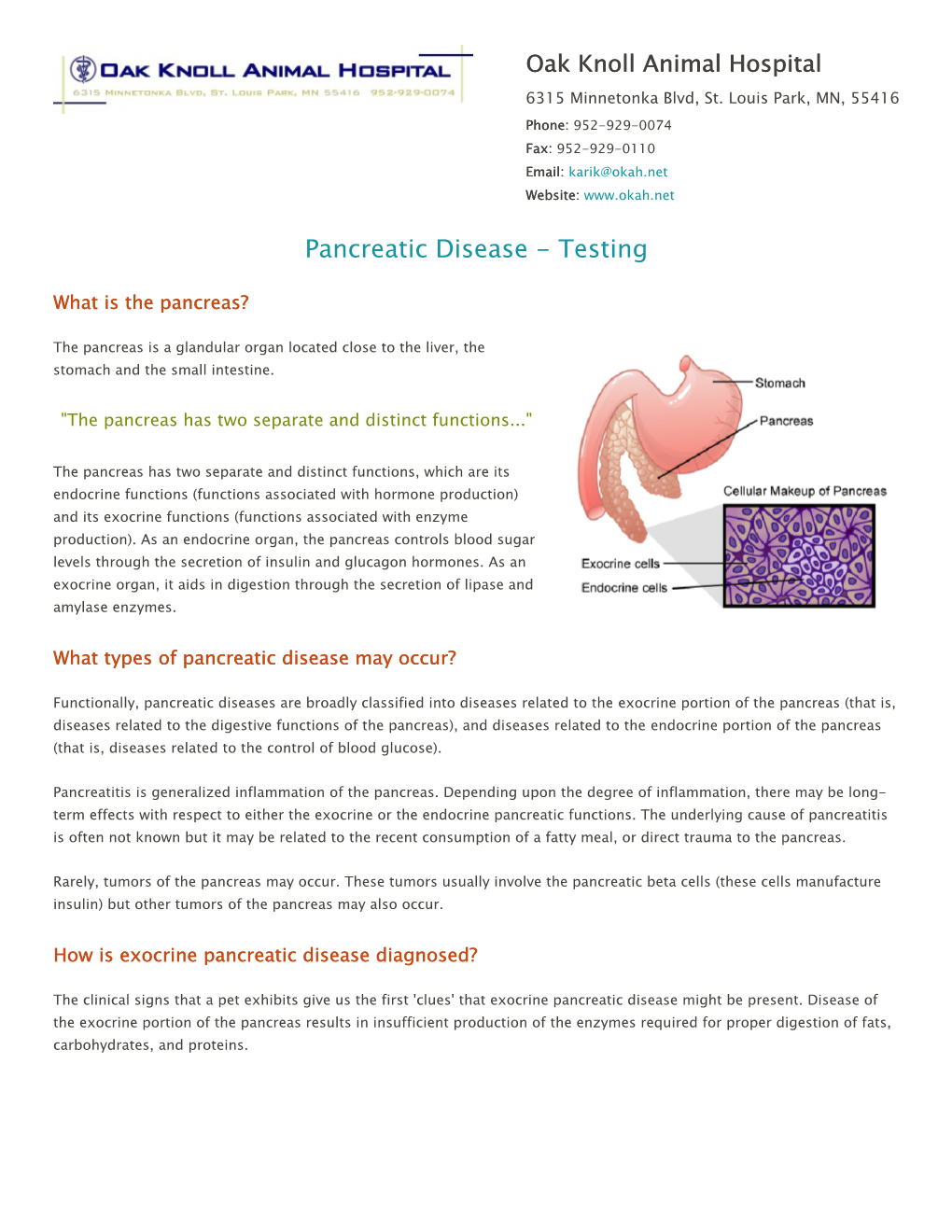 Pancreatic Disease - Testing