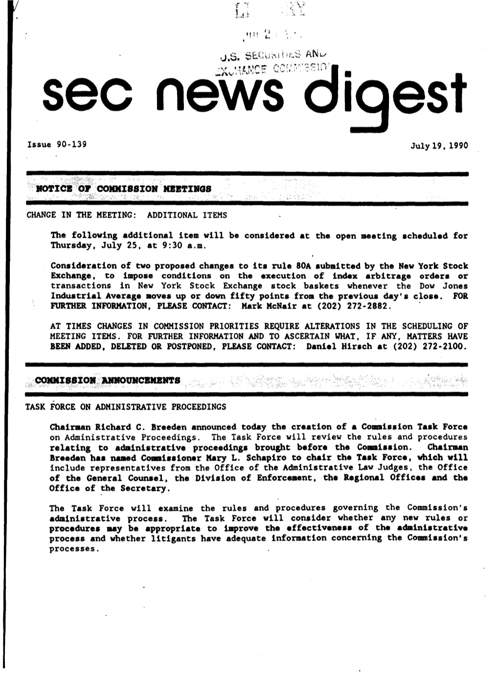SEC News Digest, 07-19-1990