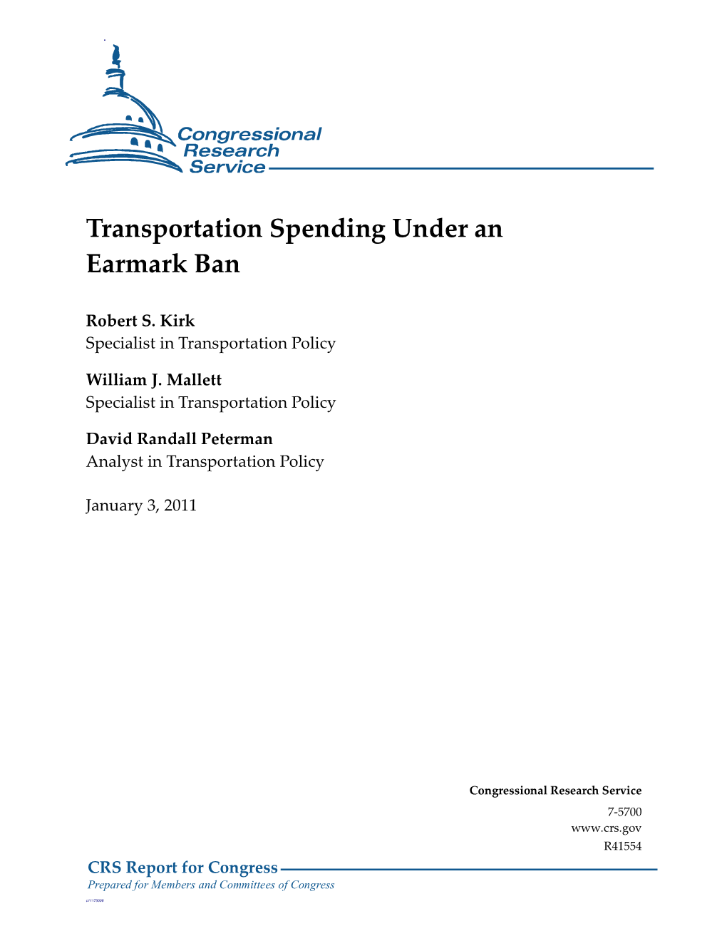 Transportation Spending Under an Earmark Ban