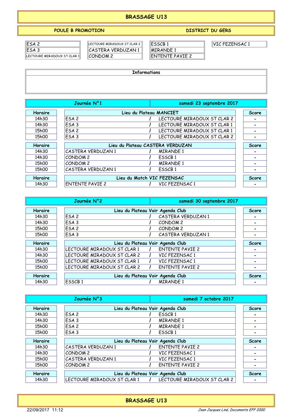 U13 Brassage Promotion Poule B