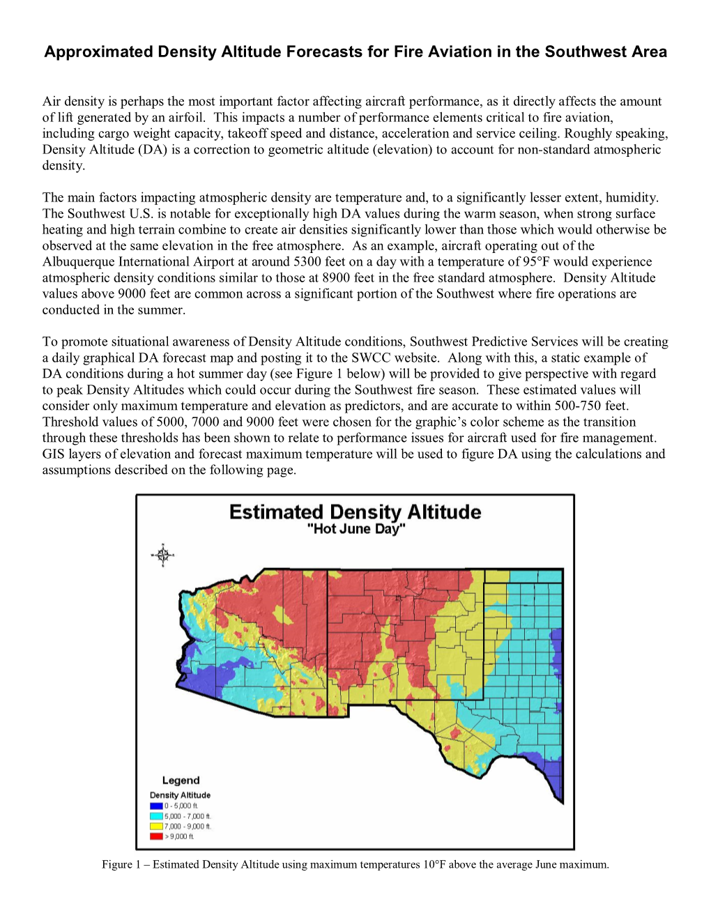 Density Altitude Forecasts for Fire Aviation in the Southwest Area