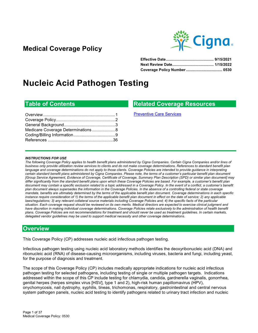 Nucleic Acid Pathogen Testing – (0530)