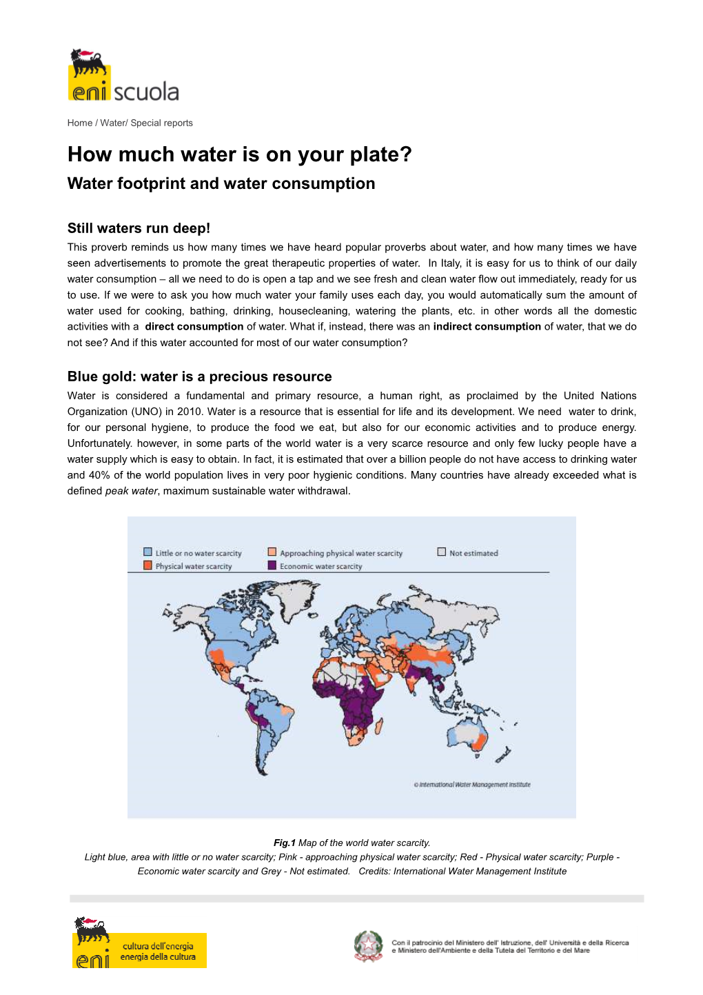 Water Footprint and Water Consumption