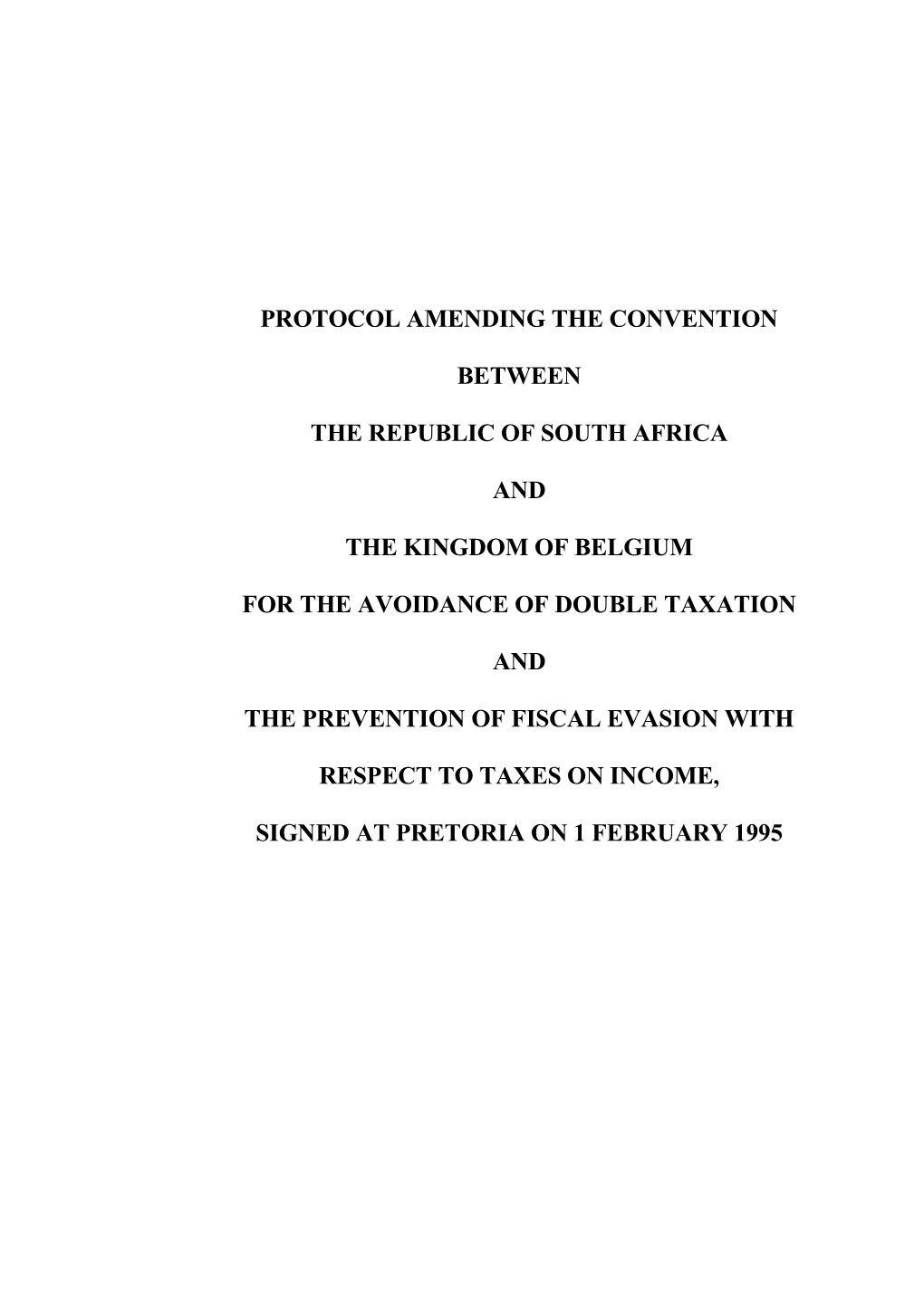 Protocol Amending Convention Between the Republic of Chile and the Kingdom of Belgium For