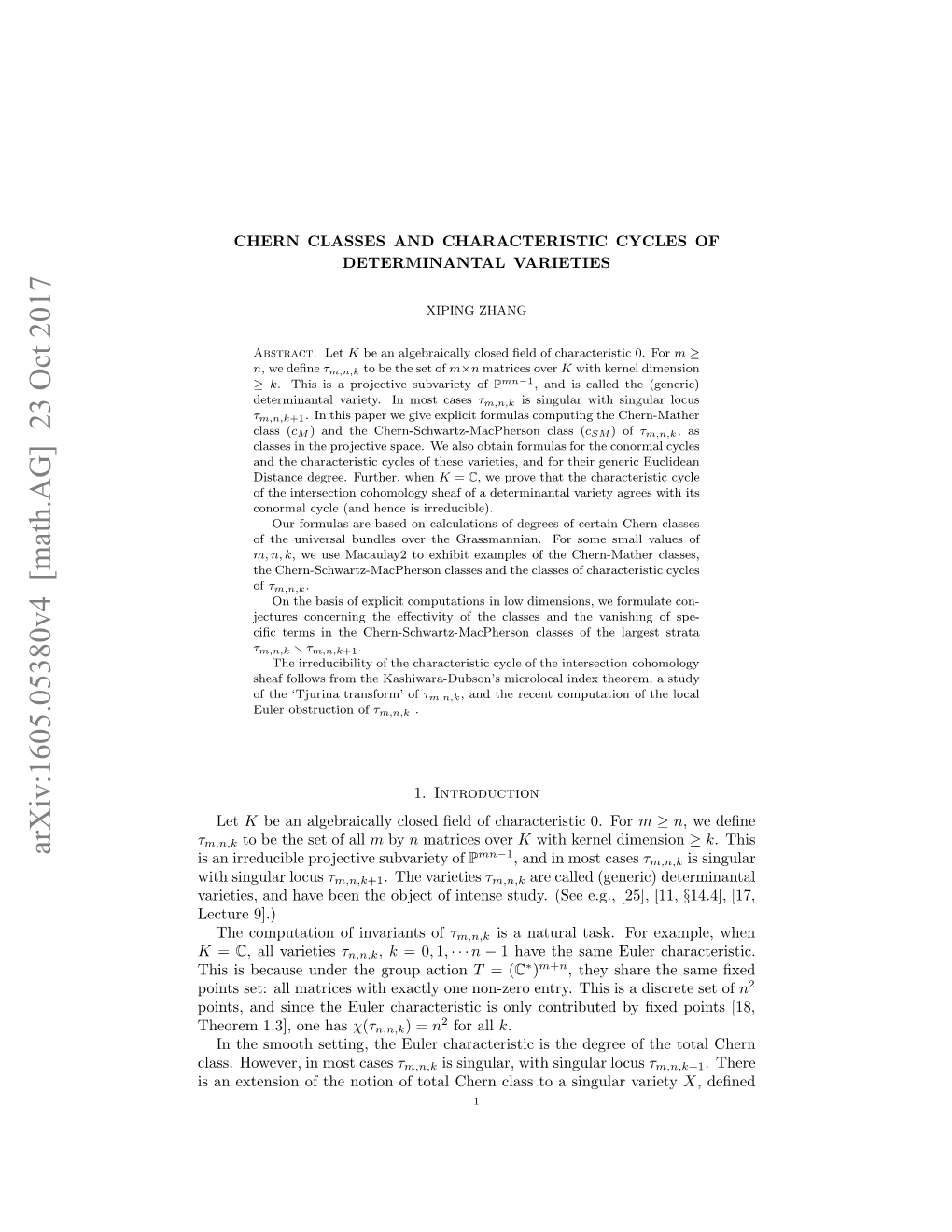 Chern Classes and Characteristic Cycles of Determinantal Varieties 3