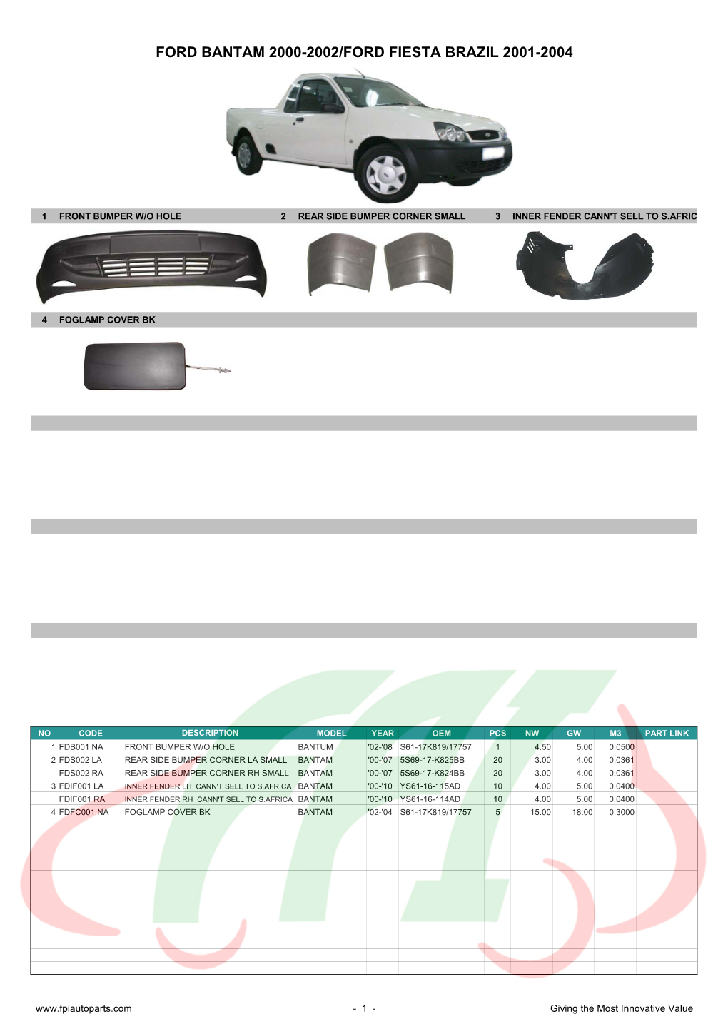 Ford Bantam 2000-2002/Ford Fiesta Brazil 2001-2004