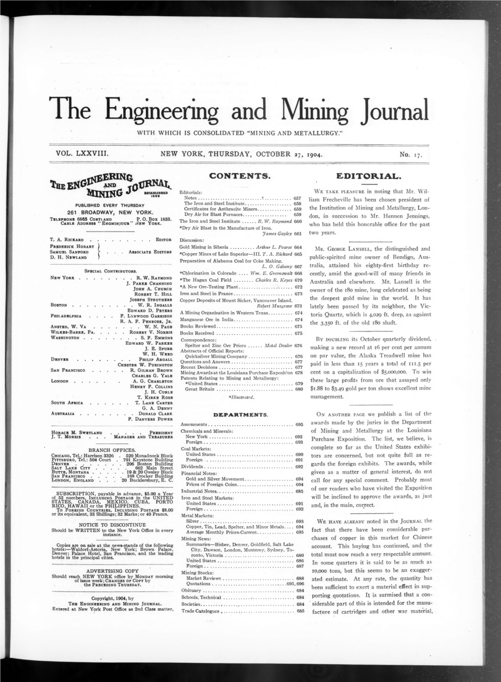 The Engineering and Mining Journal 1904-10-27