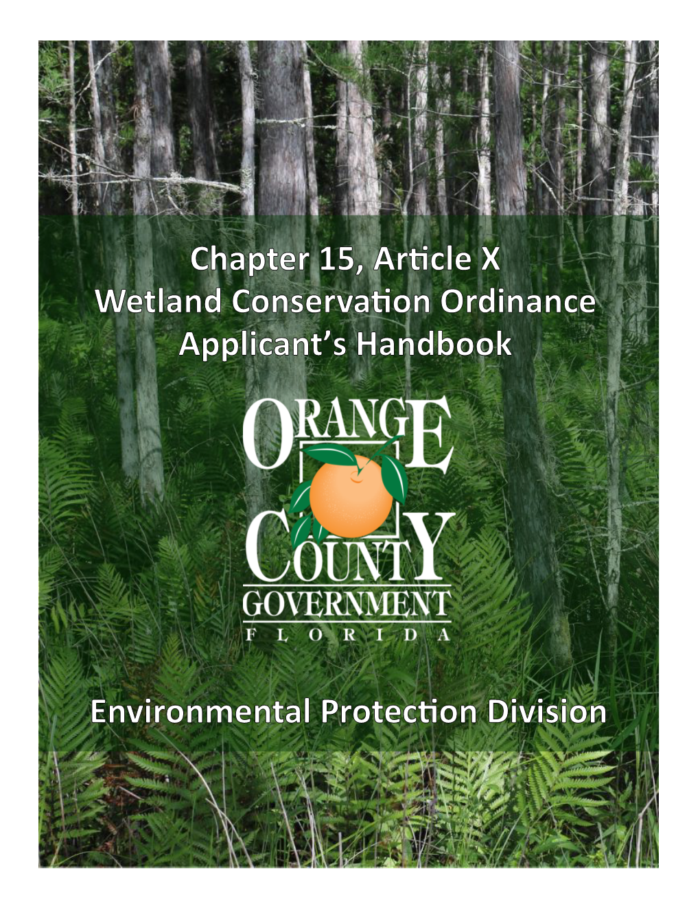 Chp 15, X Wetland Permit Applicant's Handbook