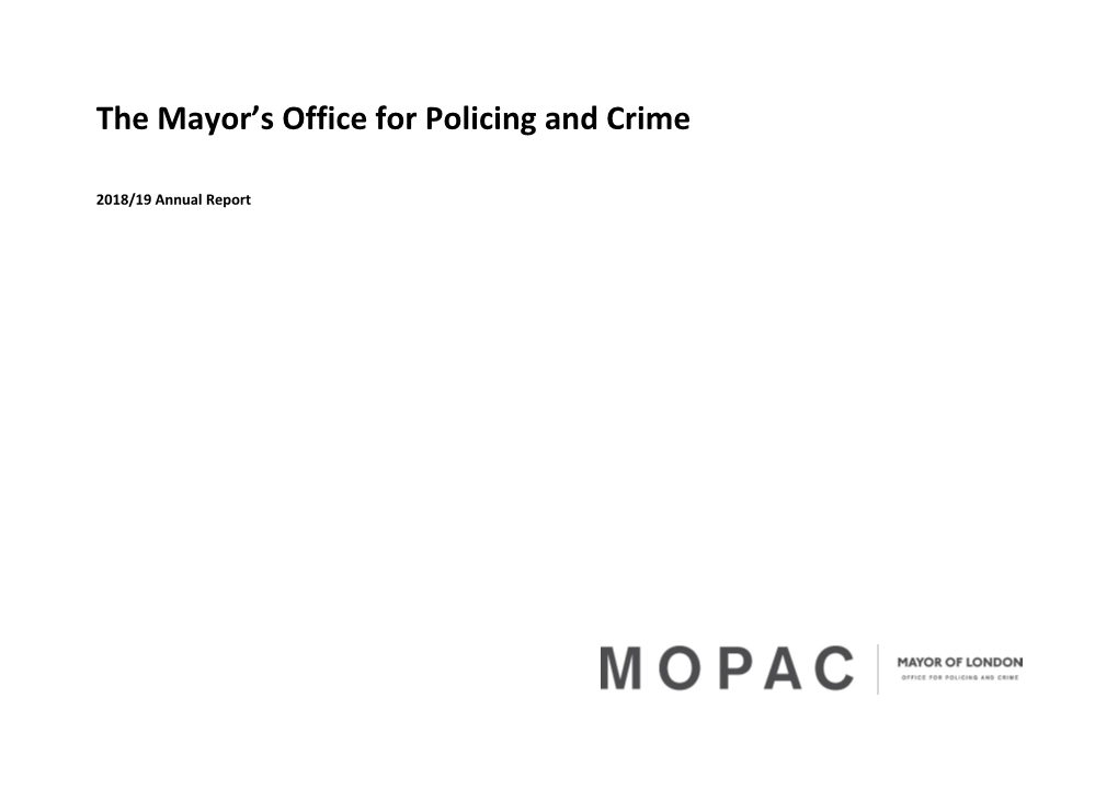 The Mayor's Office for Policing and Crime