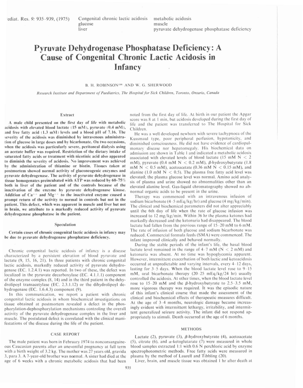 A Cause of Congenital Chronic Lactic Acidosis in Infancy