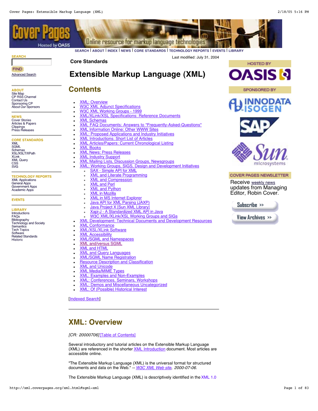 Extensible Markup Language (XML) 2/18/05 5:16 PM