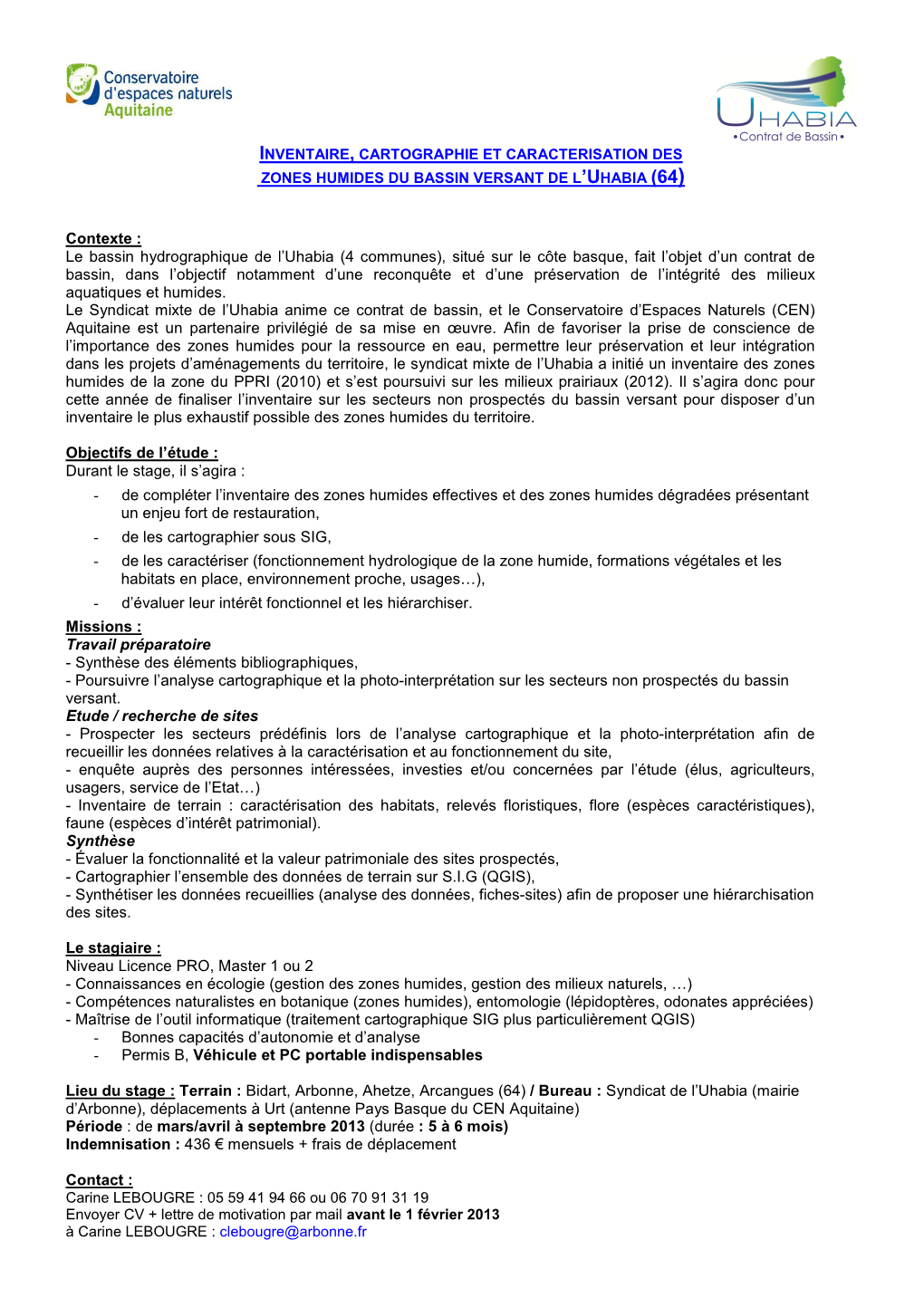 Zones Humides Du Bassin Versant De L'uhabia (64)