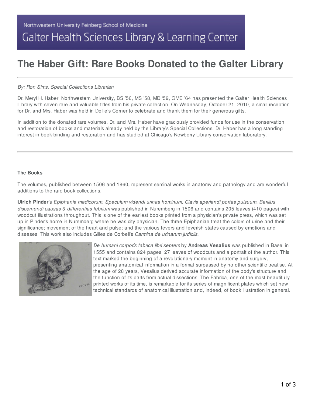 Rare Books Donated to the Galter Library