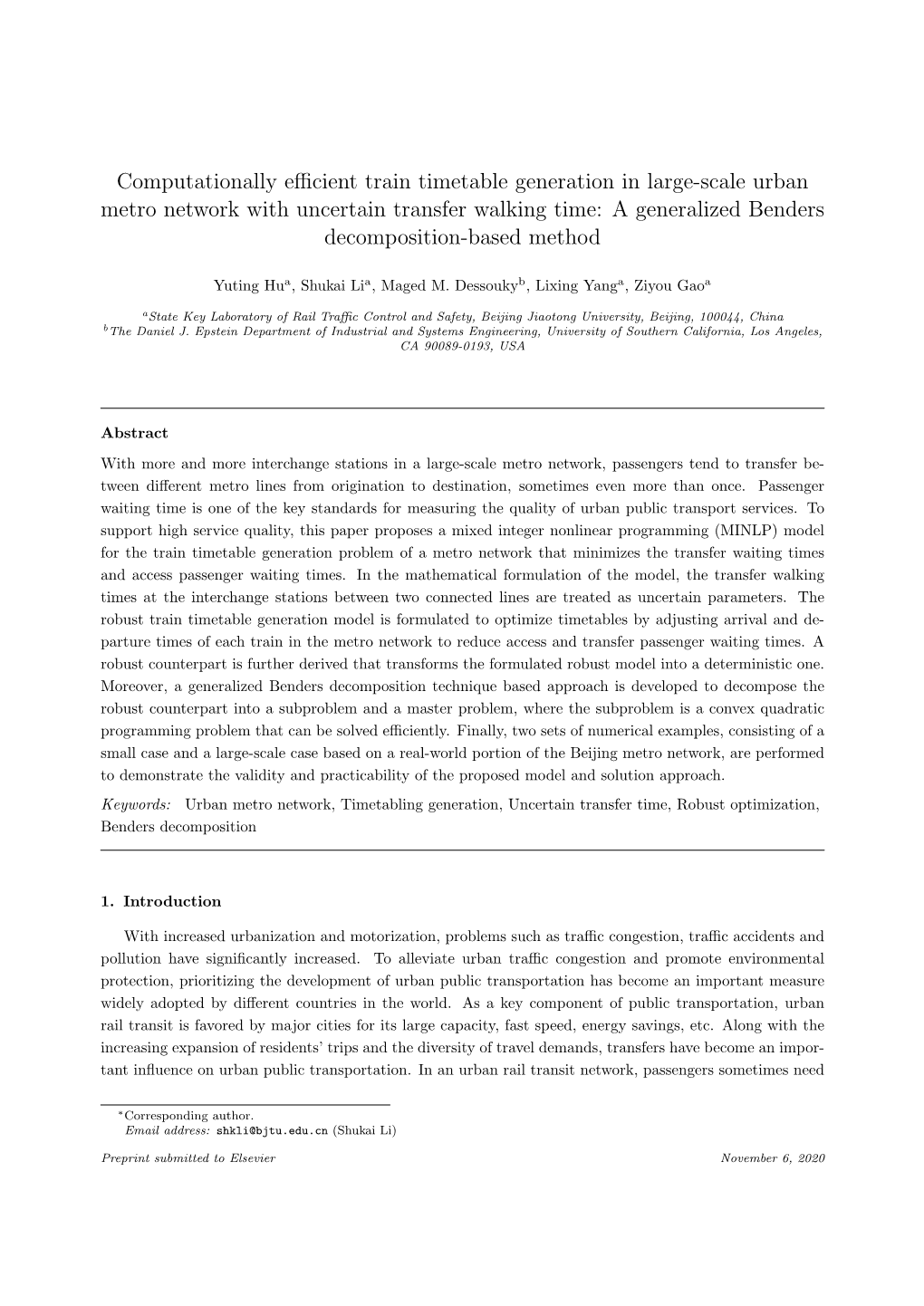 Computationally Efficient Train Timetable Generation in Large-Scale