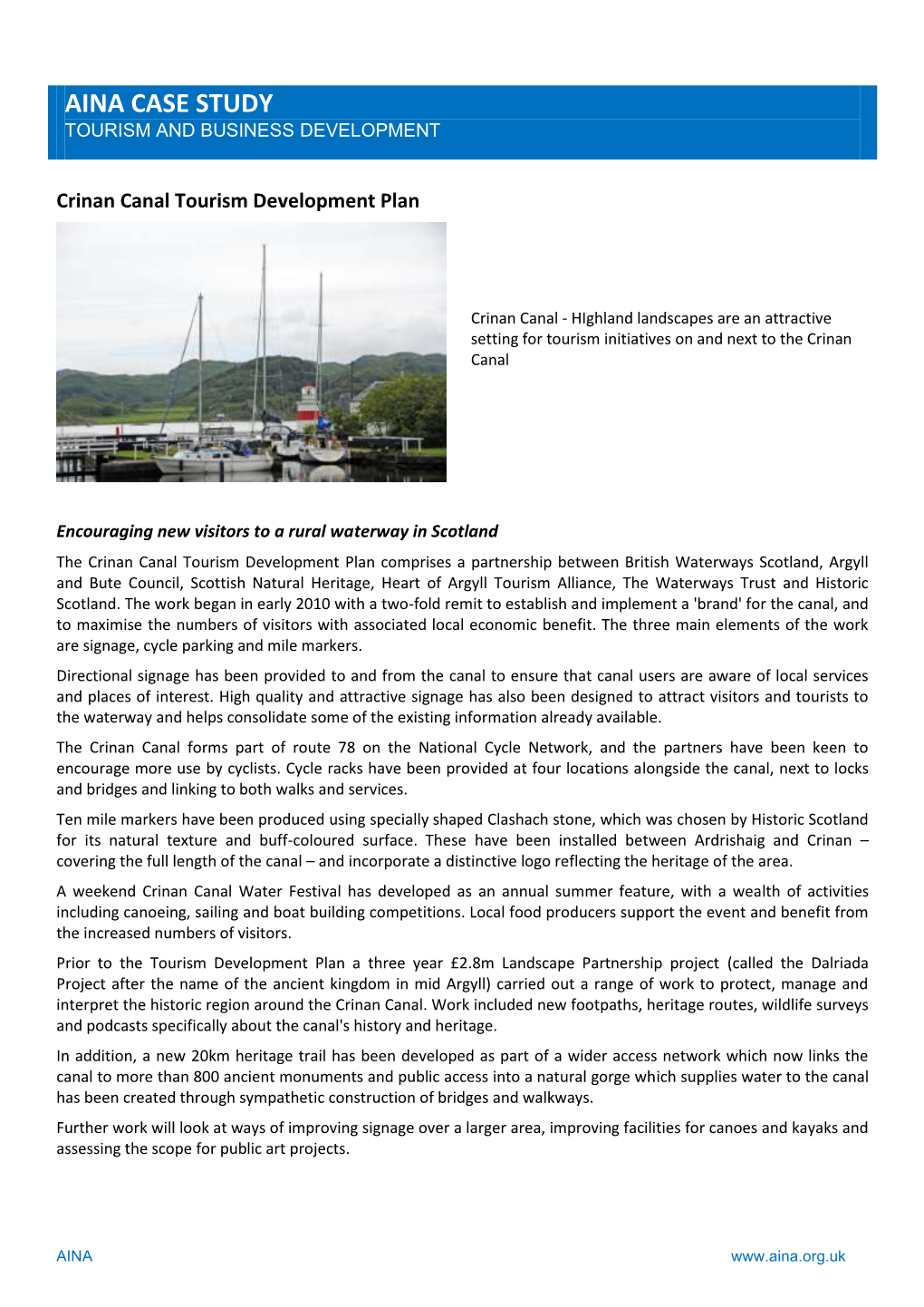 Crinan Canal Tourism Development Plan