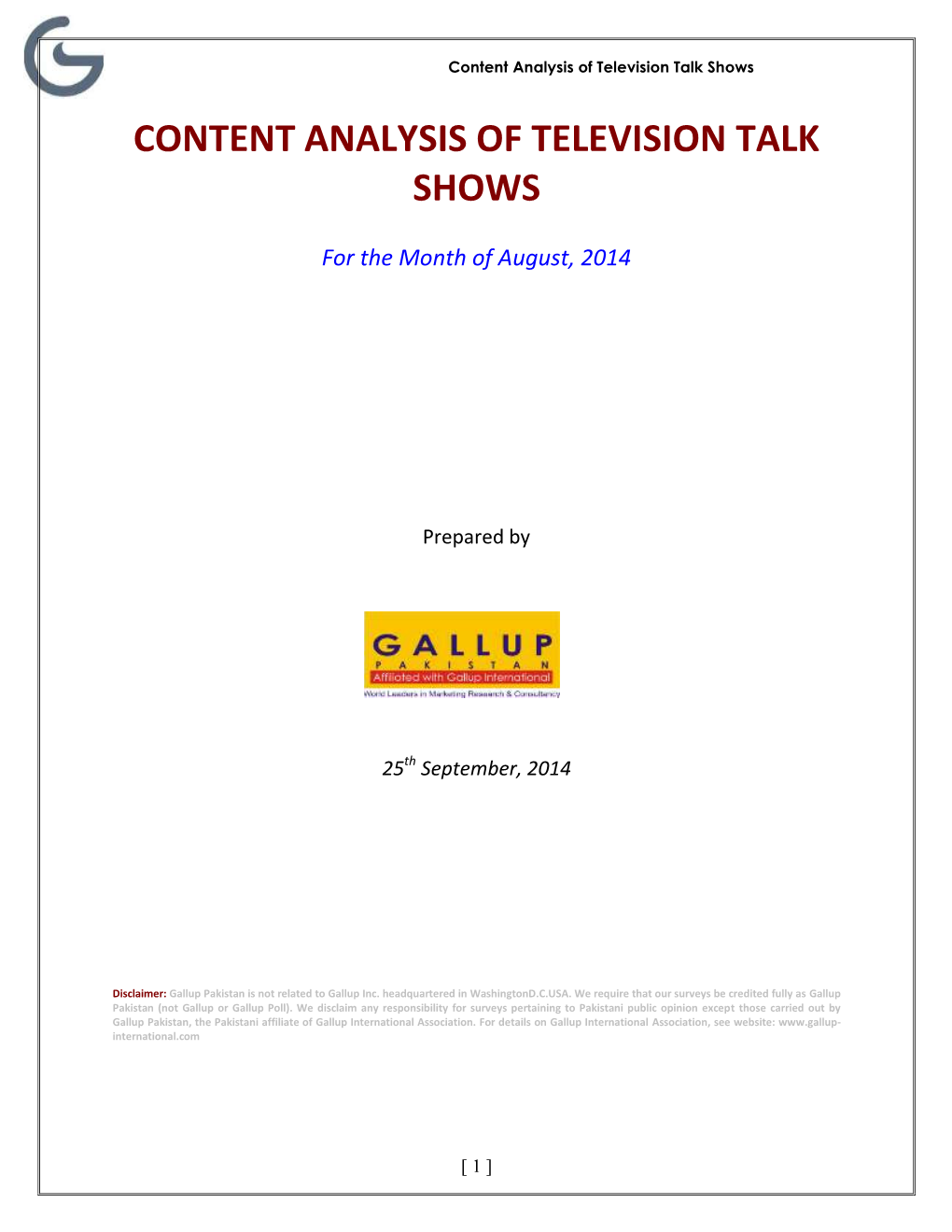Content Analysis of Television Talk Shows