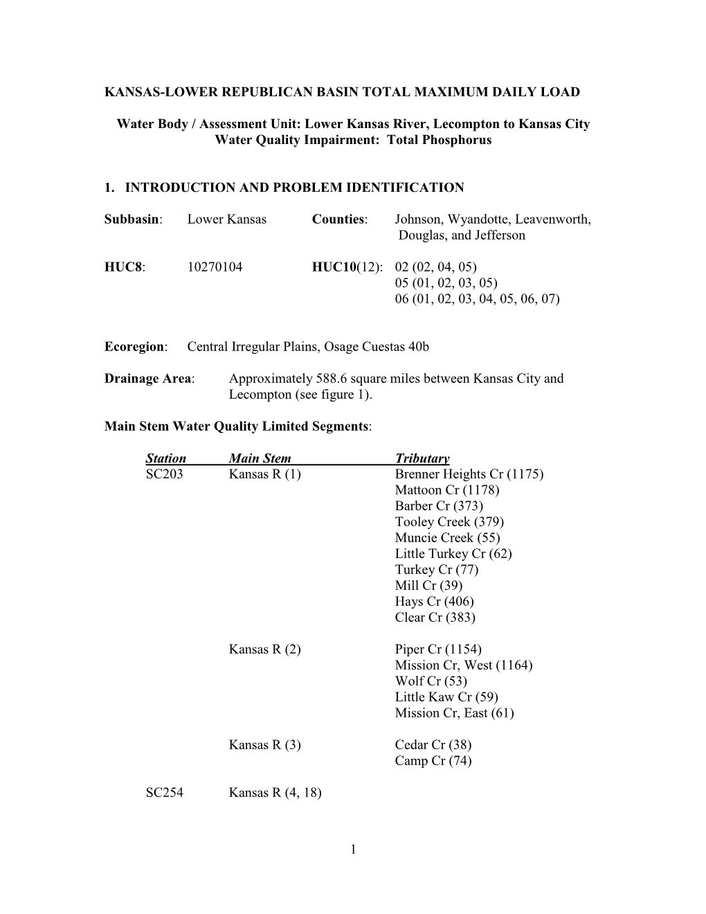 Lower Kansas River, Lecompton to Kansas City – Total Phosphorus