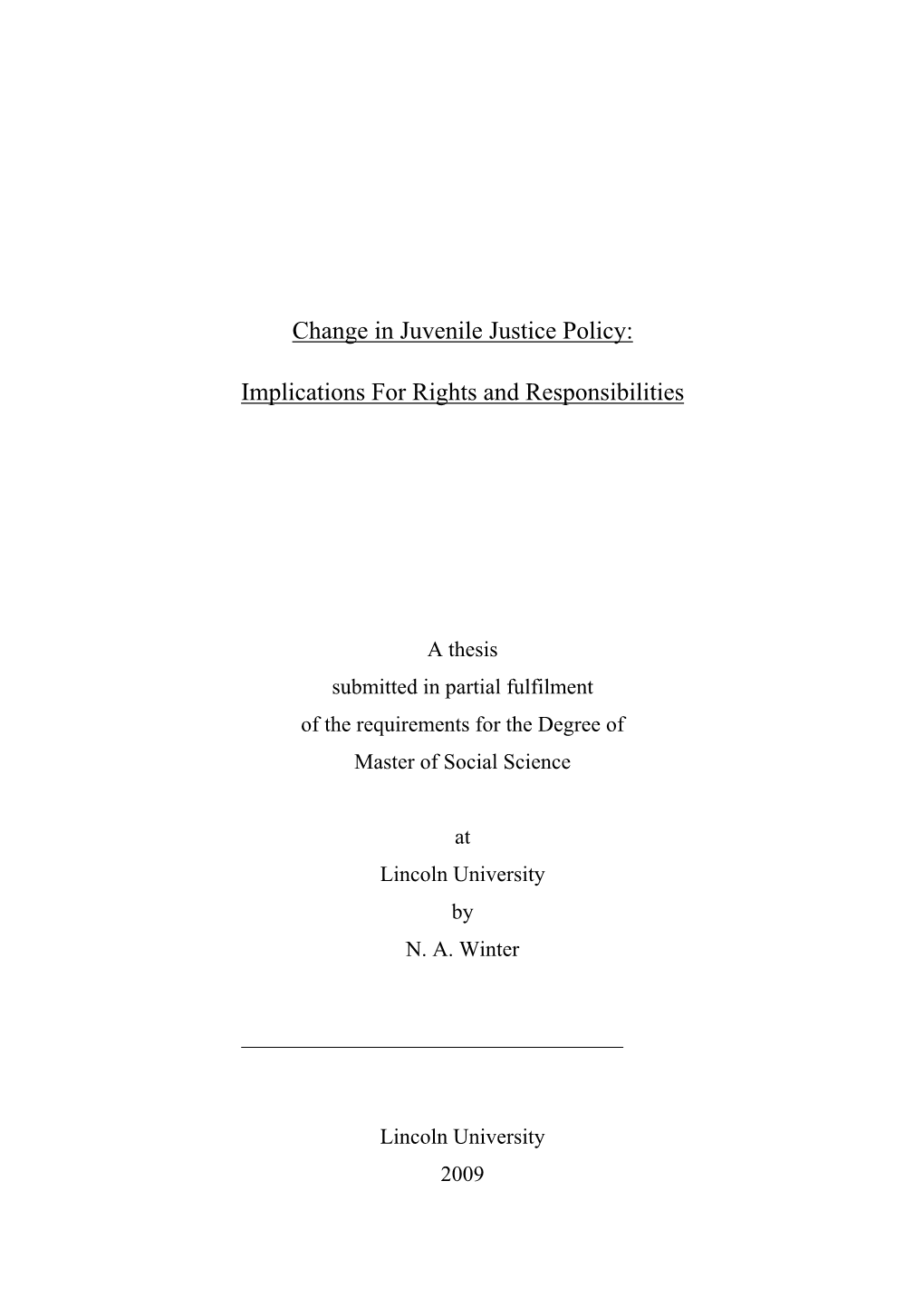 Change in Juvenile Justice Policy