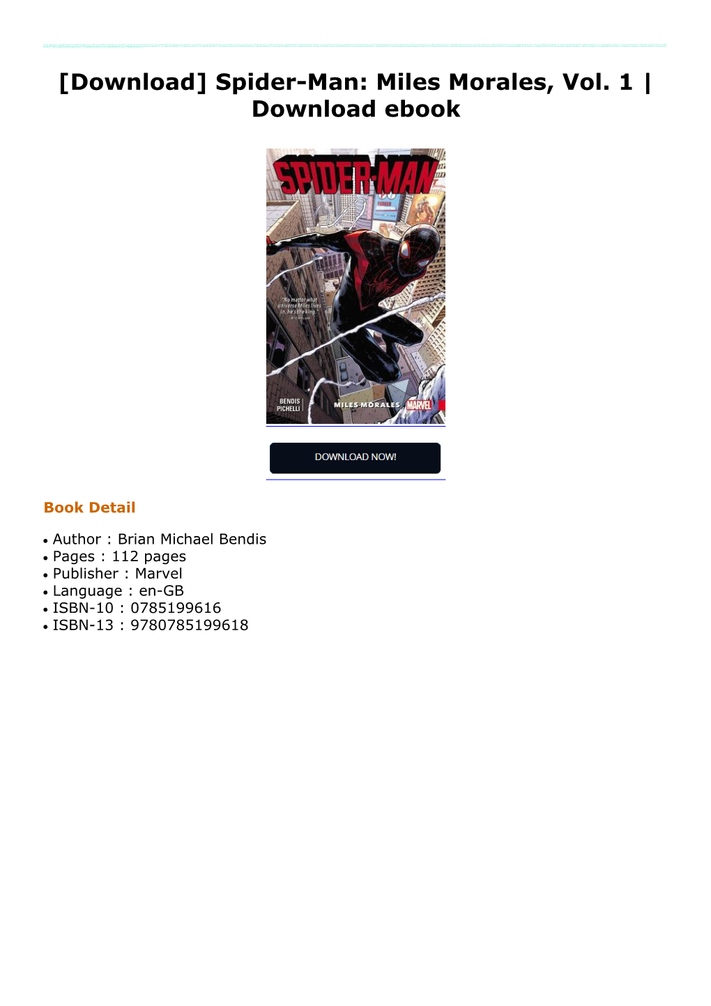 Spider-Man: Miles Morales, Vol. 1 by Brian Michael Bendis, Download PDF Spider-Man: Miles Morales, Vol