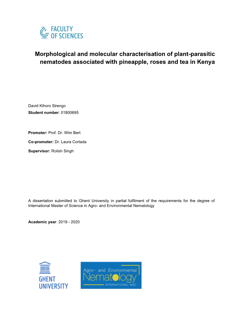 Morphological and Molecular Characterisation of Plant-Parasitic Nematodes Associated with Pineapple, Roses and Tea in Kenya