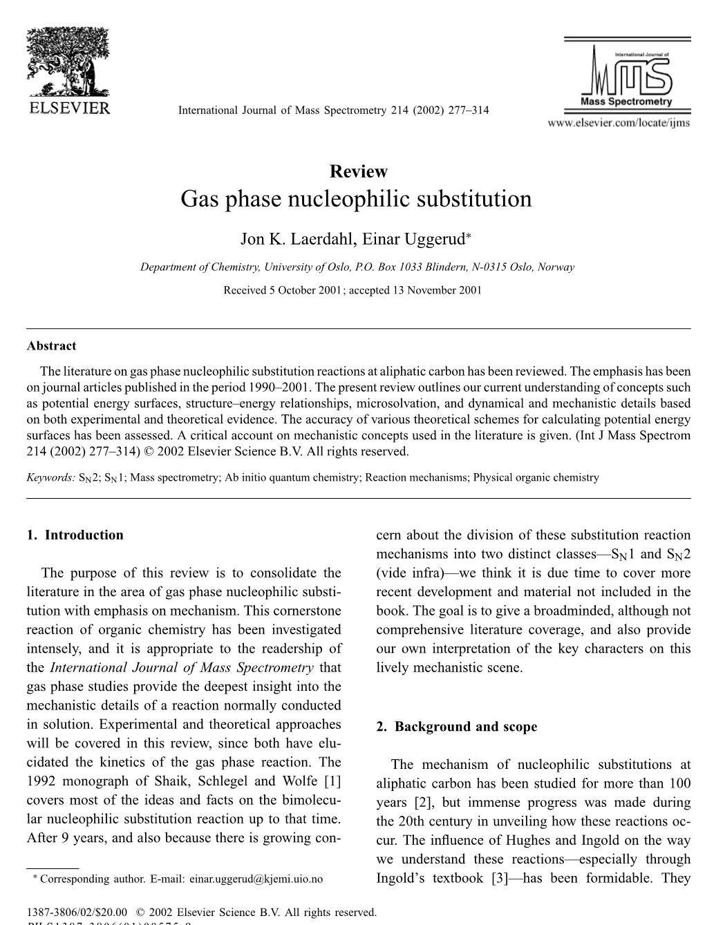 Gas Phase Nucleophilic Substitution