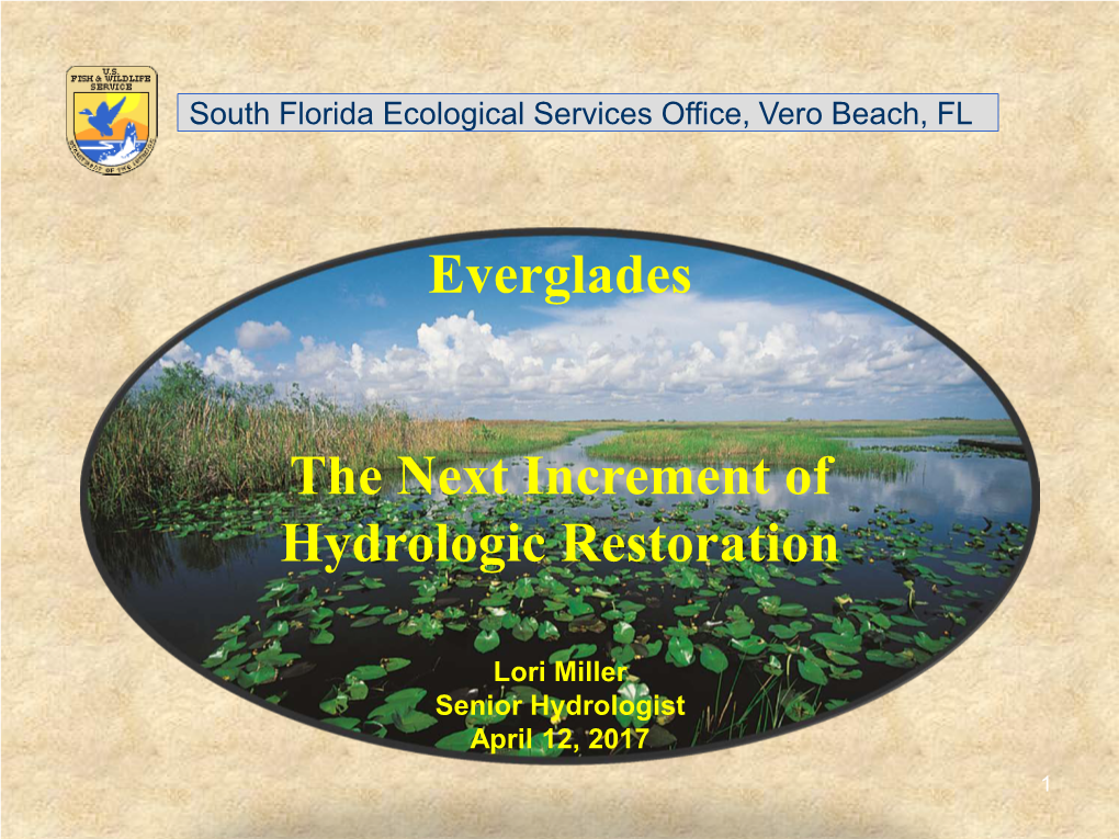 Everglades the Next Increment of Hydrologic Restoration