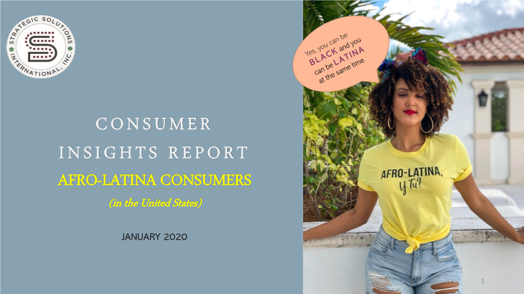 CONSUMER INSIGHTS REPORT AFRO-LATINA CONSUMERS (In the United States)