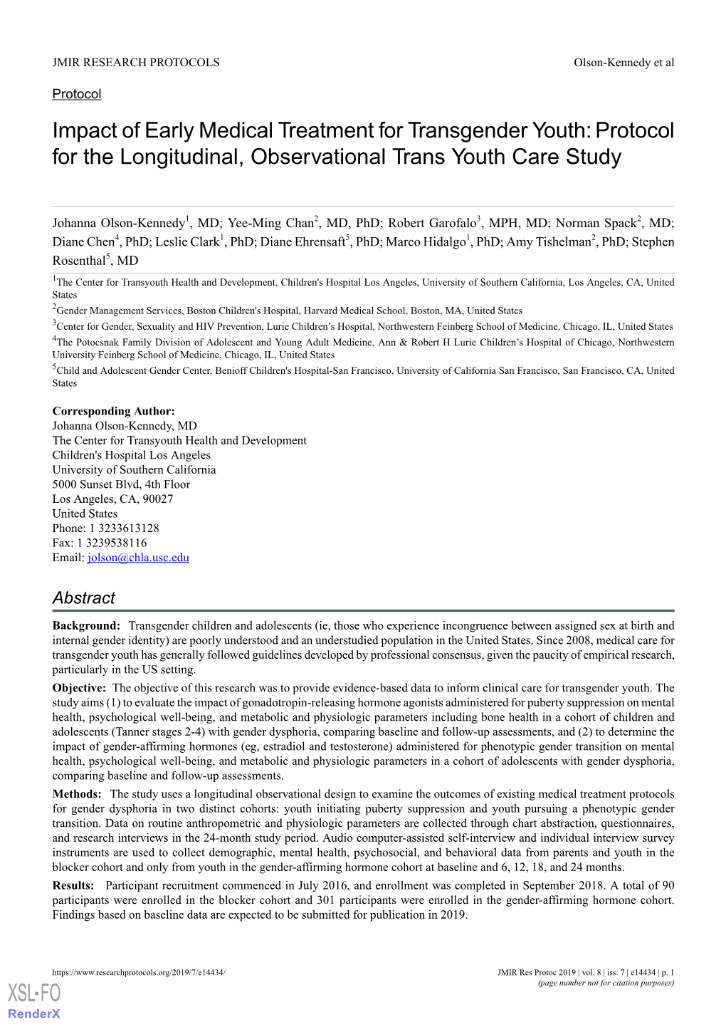 Impact of Early Medical Treatment for Transgender Youth: Protocol for the Longitudinal, Observational Trans Youth Care Study